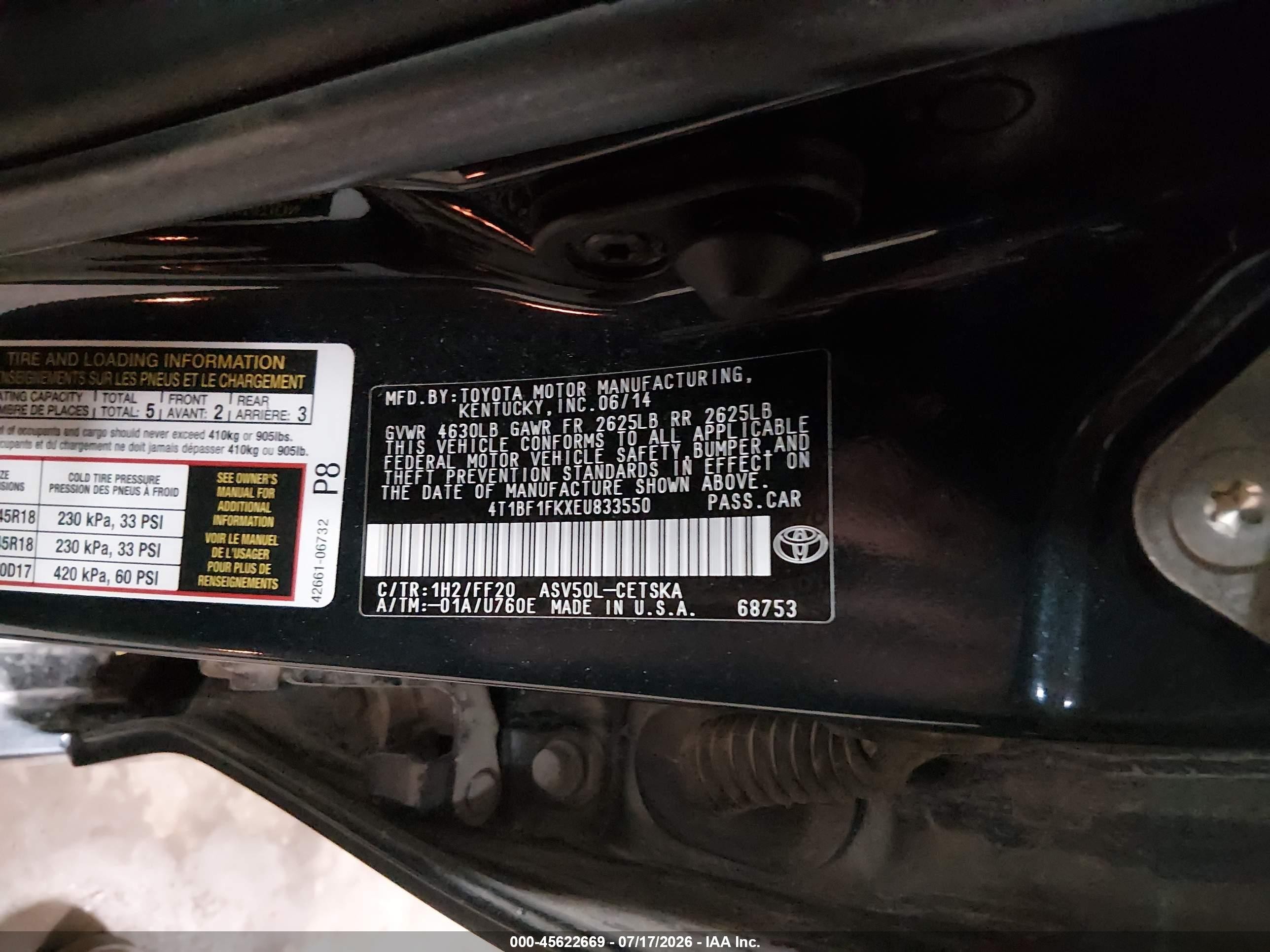 2014 Toyota Camry Se Sport Dark Blue vin: 4T1BF1FKXEU833550
