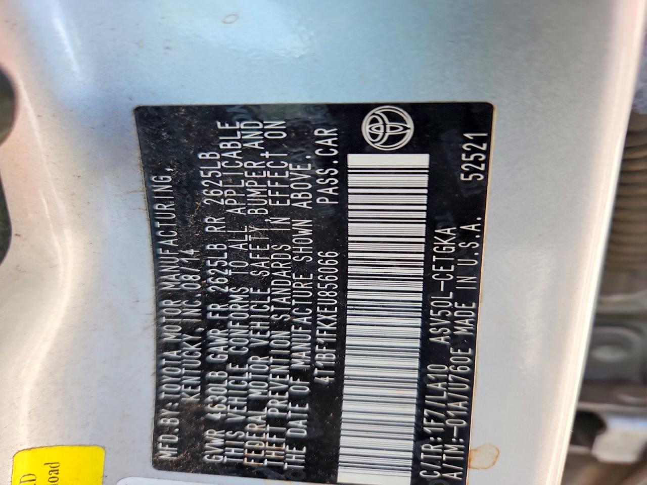 2014 Toyota Camry Xle Серебряный vin: 4T1BF1FKXEU856066