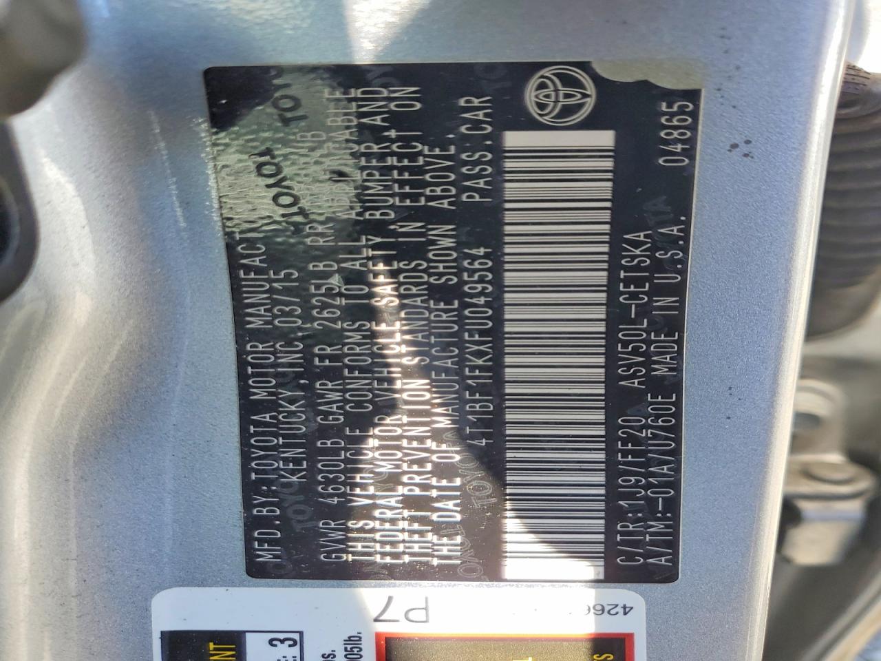 2015 Toyota Camry Se Silver vin: 4T1BF1FKXFU049564