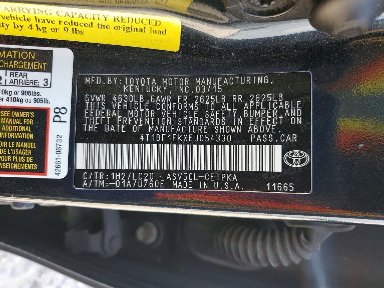 2015 Toyota Camry Xse Black vin: 4T1BF1FKXFU054330