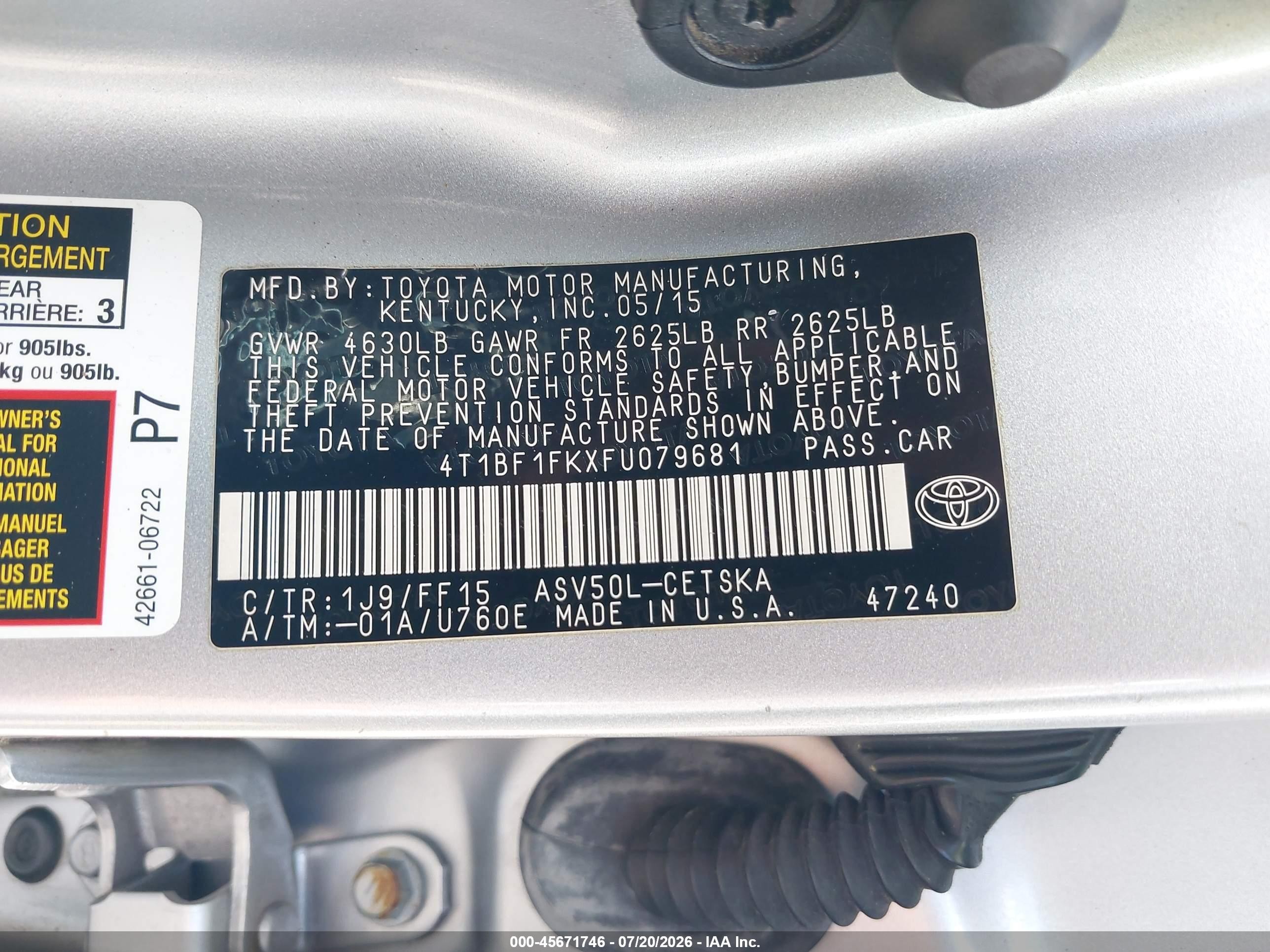 2015 Toyota Camry Se Silver vin: 4T1BF1FKXFU079681