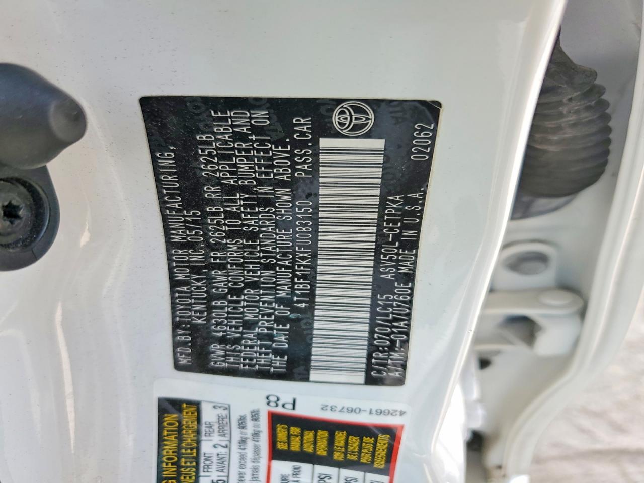 2015 Toyota Camry Xse White vin: 4T1BF1FKXFU083150