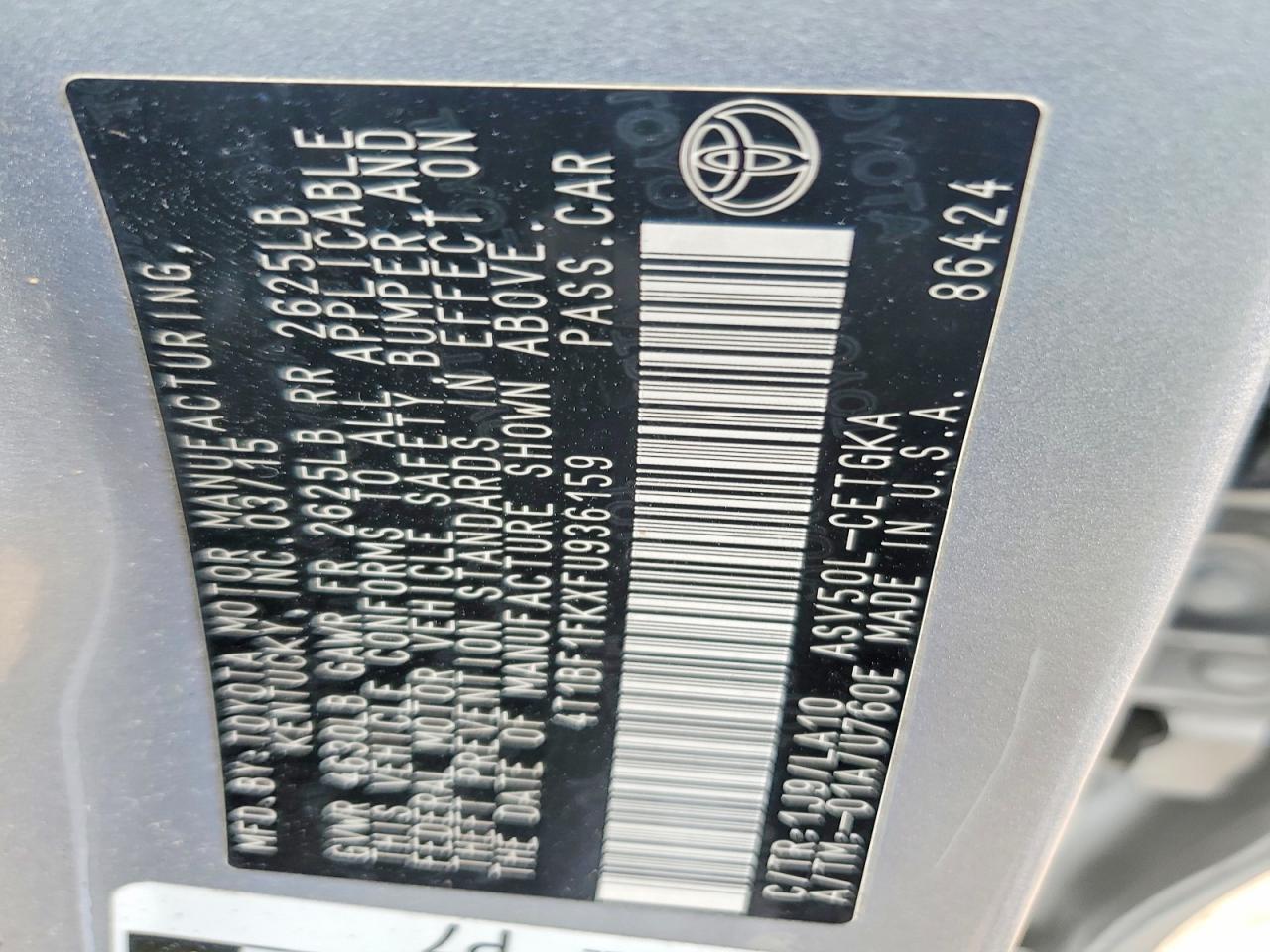2015 Toyota Camry Xle Silver vin: 4T1BF1FKXFU936159