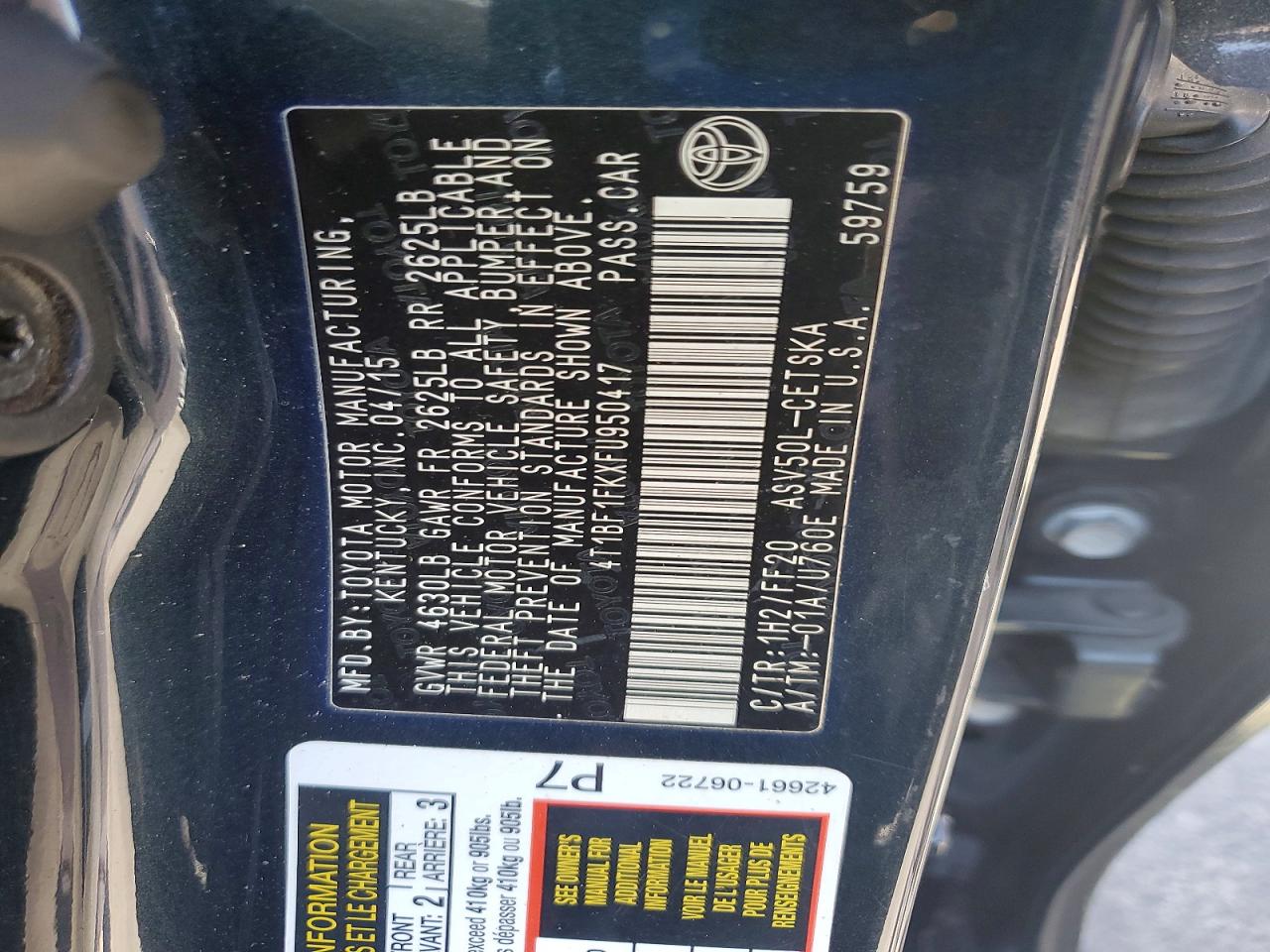 2015 Toyota Camry Se Black vin: 4T1BF1FKXFU950417