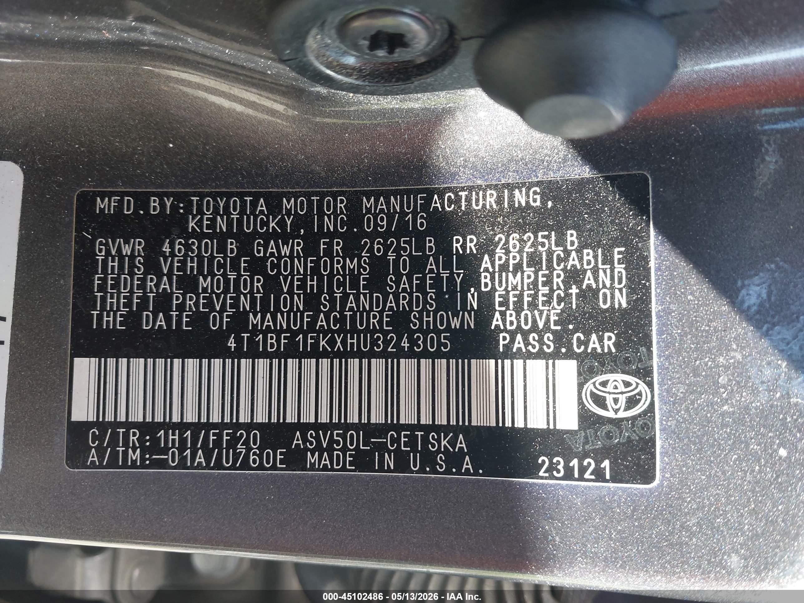 2017 Toyota Camry Se Gray vin: 4T1BF1FKXHU324305