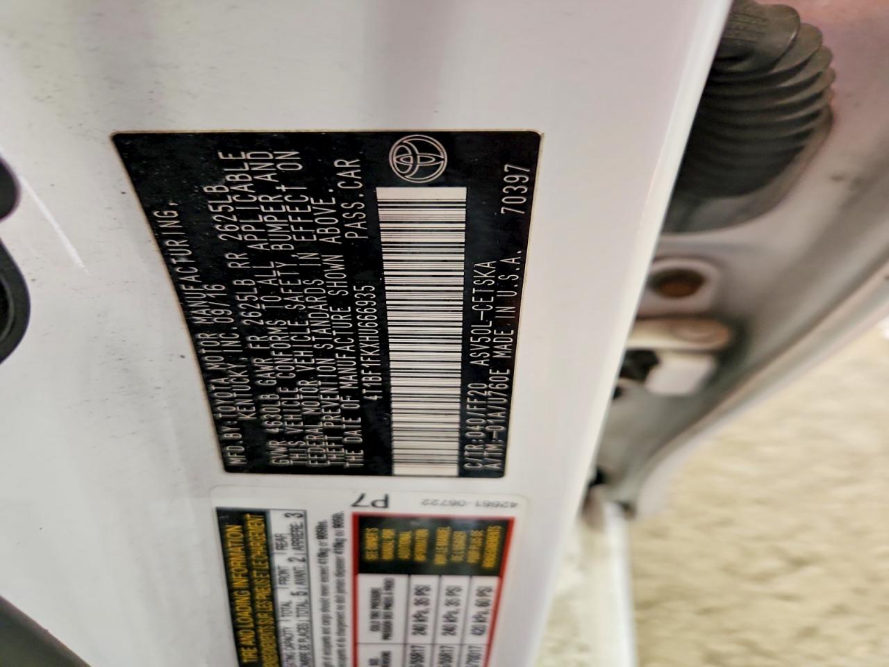 2017 Toyota Camry Se Белый vin: 4T1BF1FKXHU666935
