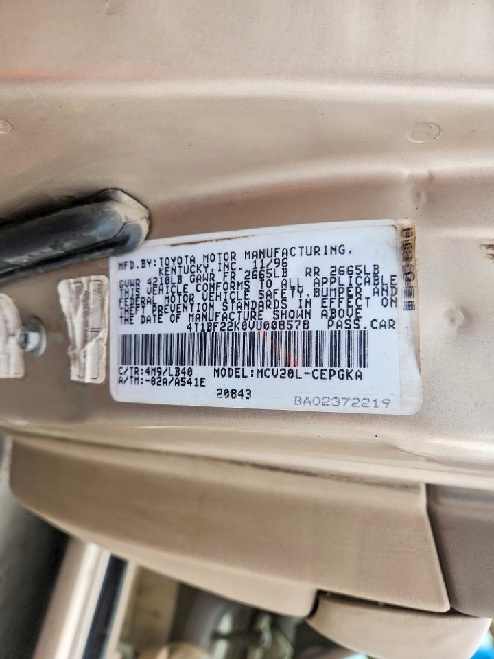 1997 Toyota Camry Xle V6 Золотой vin: 4T1BF22K0VU008578
