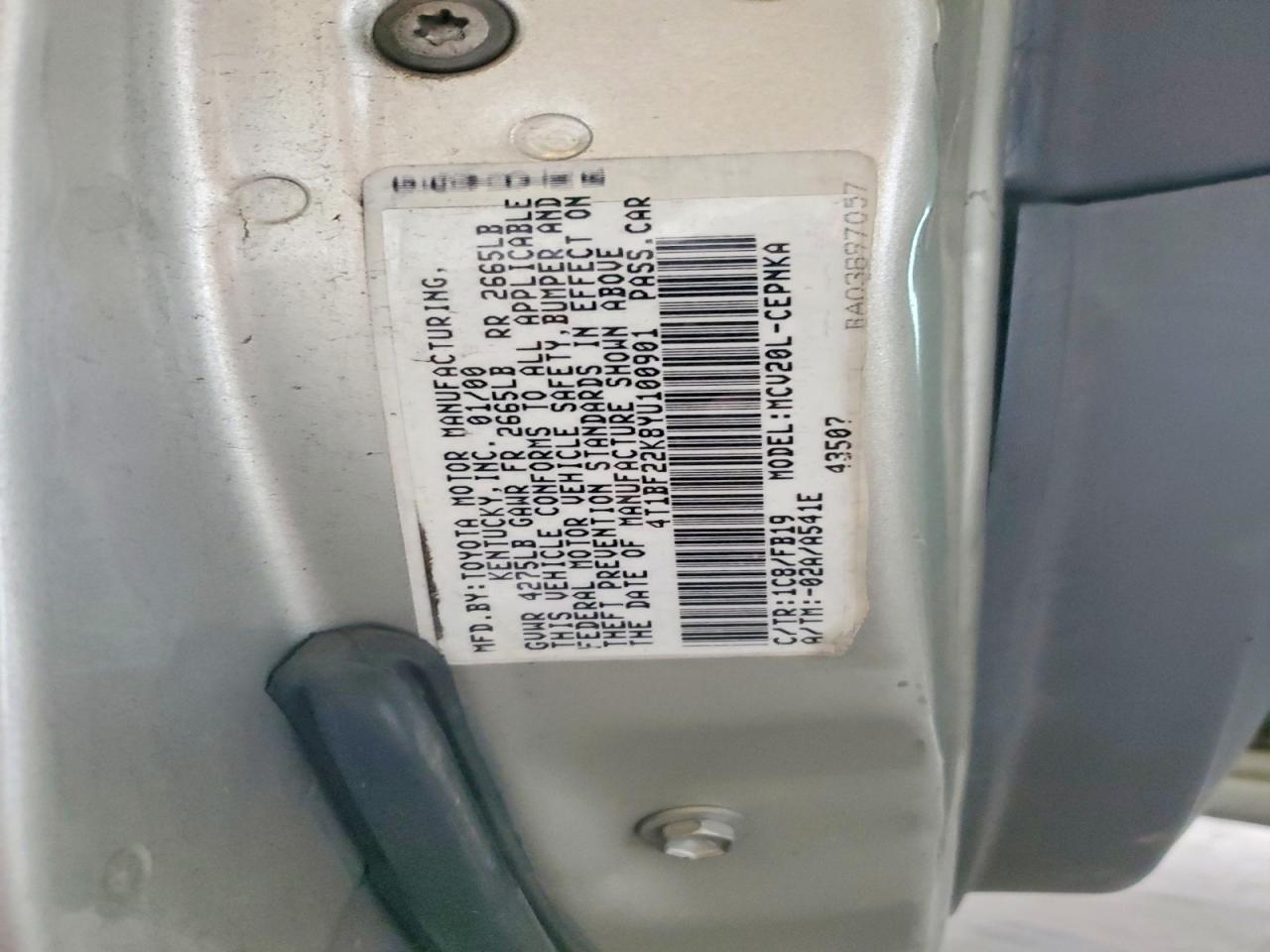 2000 Toyota Camry Le V6 Золотой vin: 4T1BF22K8YU100901