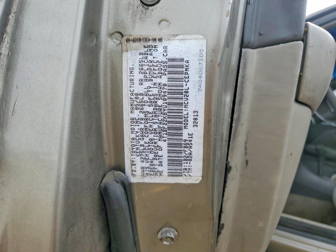 2000 Toyota Camry Le V6 Серый vin: 4T1BF22K8YU109470