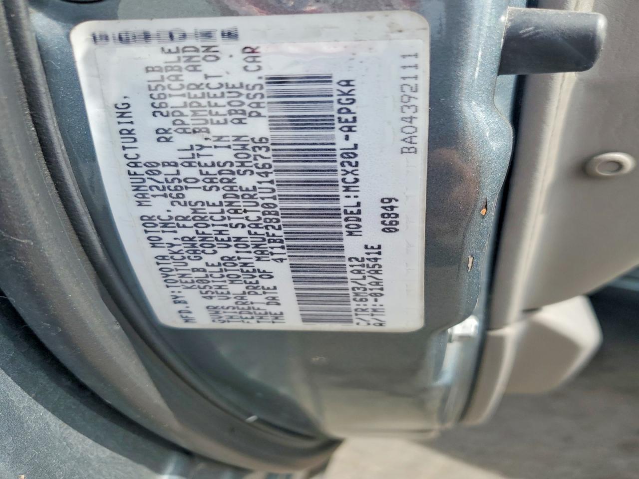 2001 Toyota Avalon Xls Teal vin: 4T1BF28B01U146736