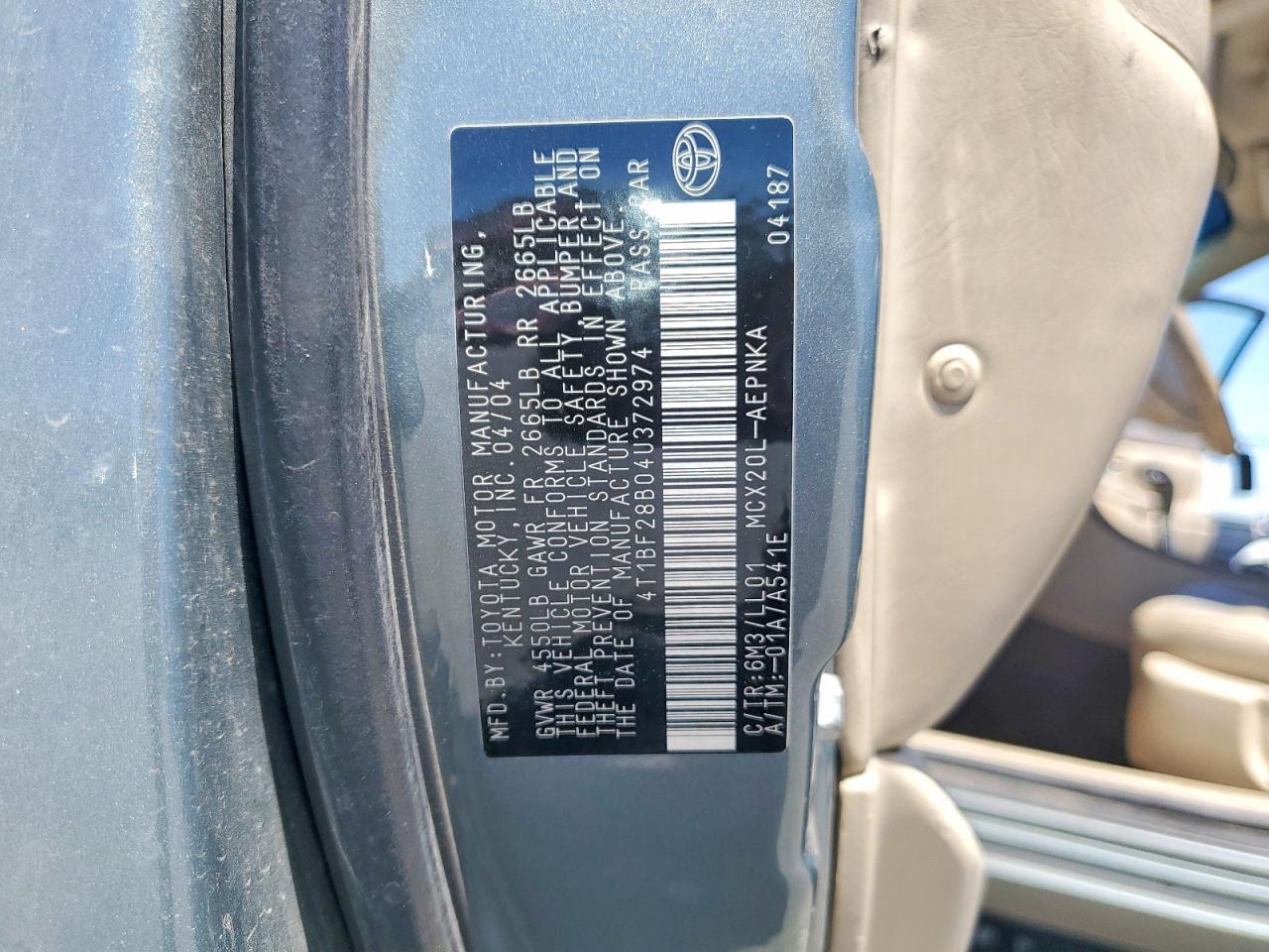 2004 Toyota Avalon Xl Teal vin: 4T1BF28B04U372974