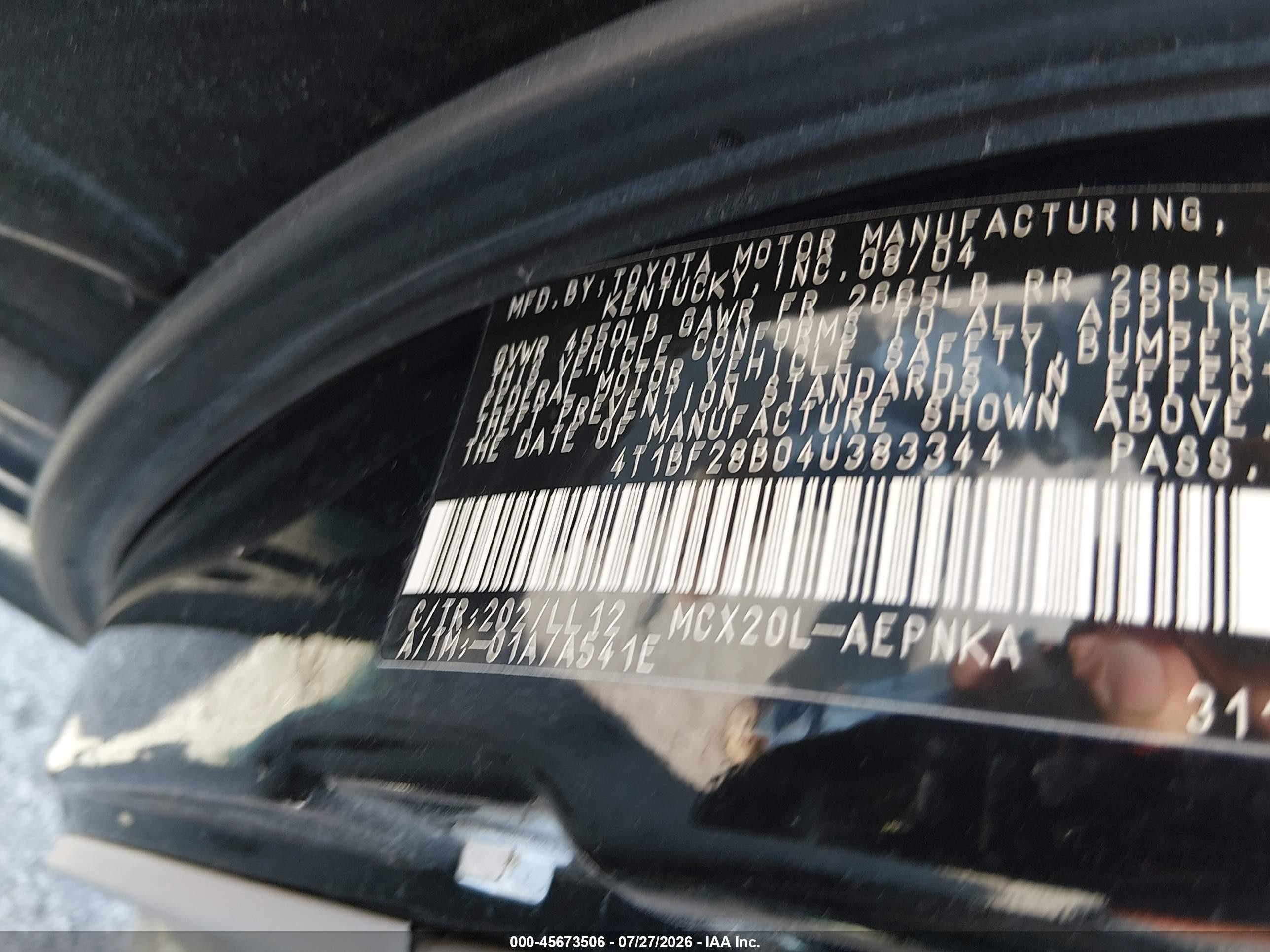 2004 Toyota Avalon Xl Black vin: 4T1BF28B04U383344