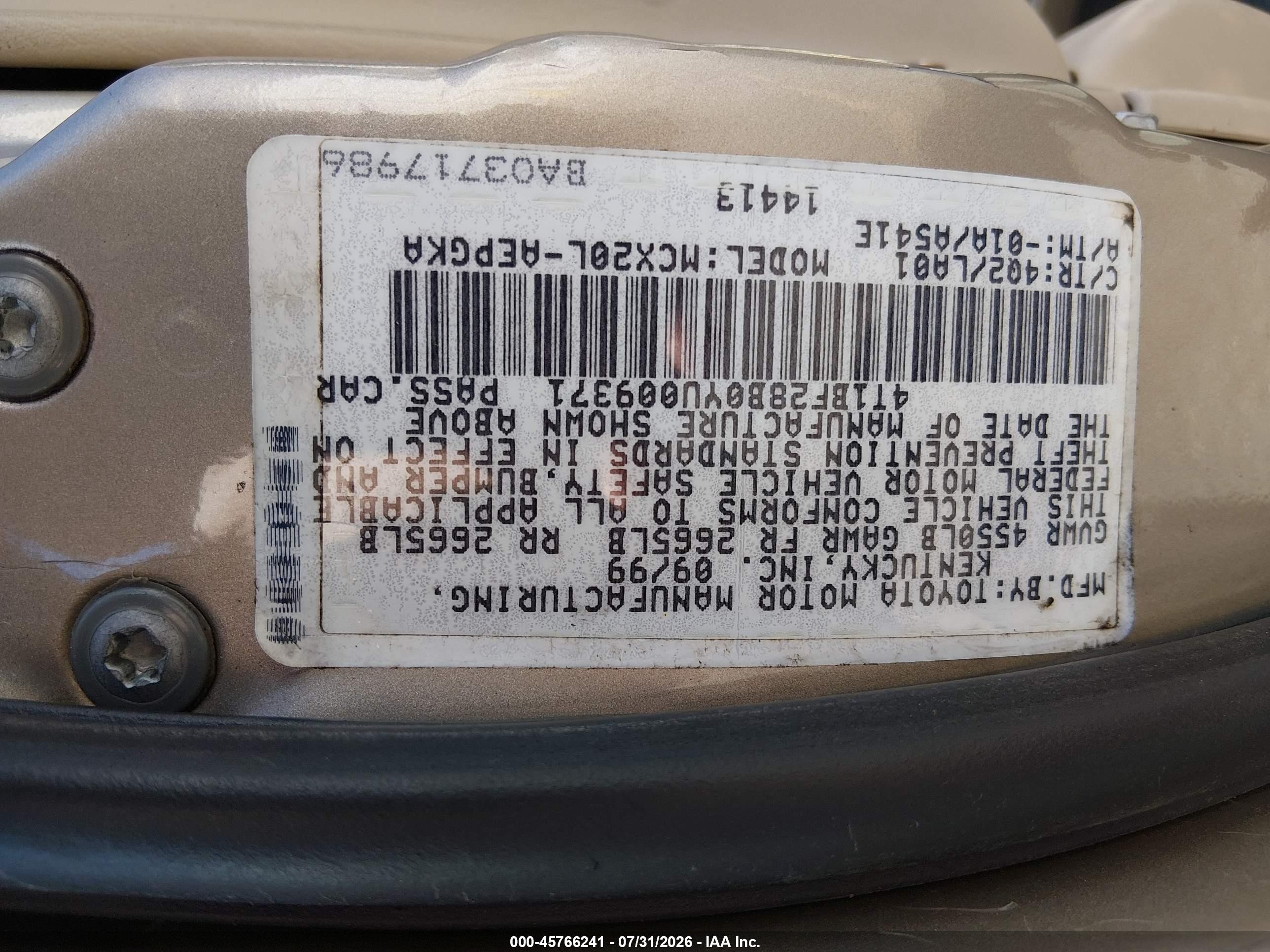 2000 Toyota Avalon Xls Золотой vin: 4T1BF28B0YU009371