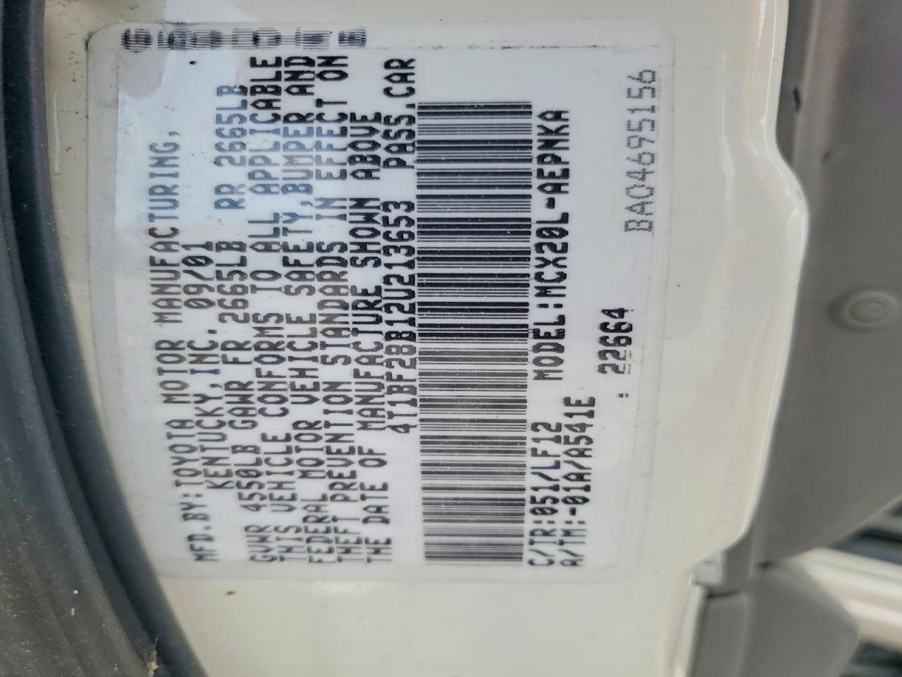 2002 Toyota Avalon Xl White vin: 4T1BF28B12U213653