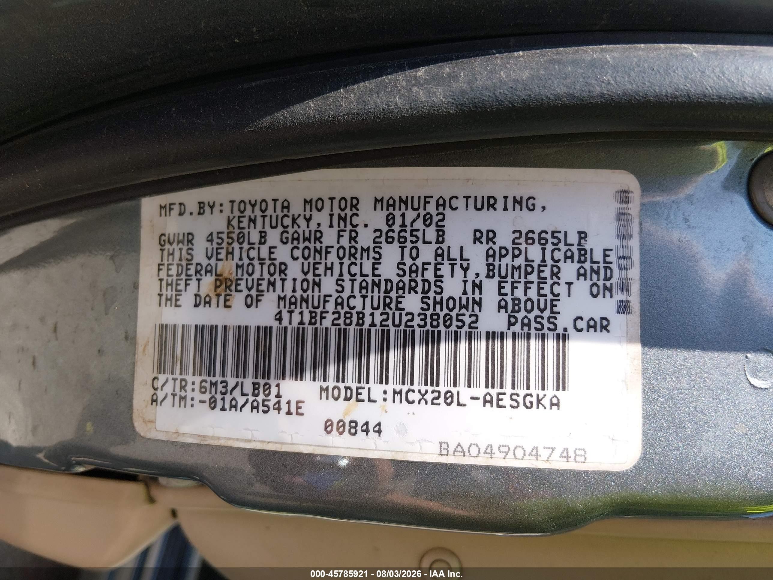 2002 Toyota Avalon Xls Blue vin: 4T1BF28B12U238052