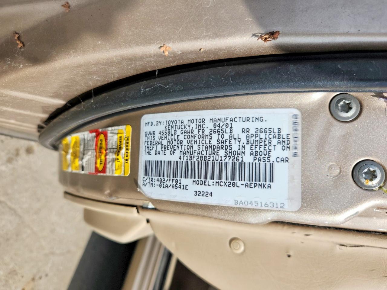 2001 Toyota Avalon Xl Gold vin: 4T1BF28B21U177261