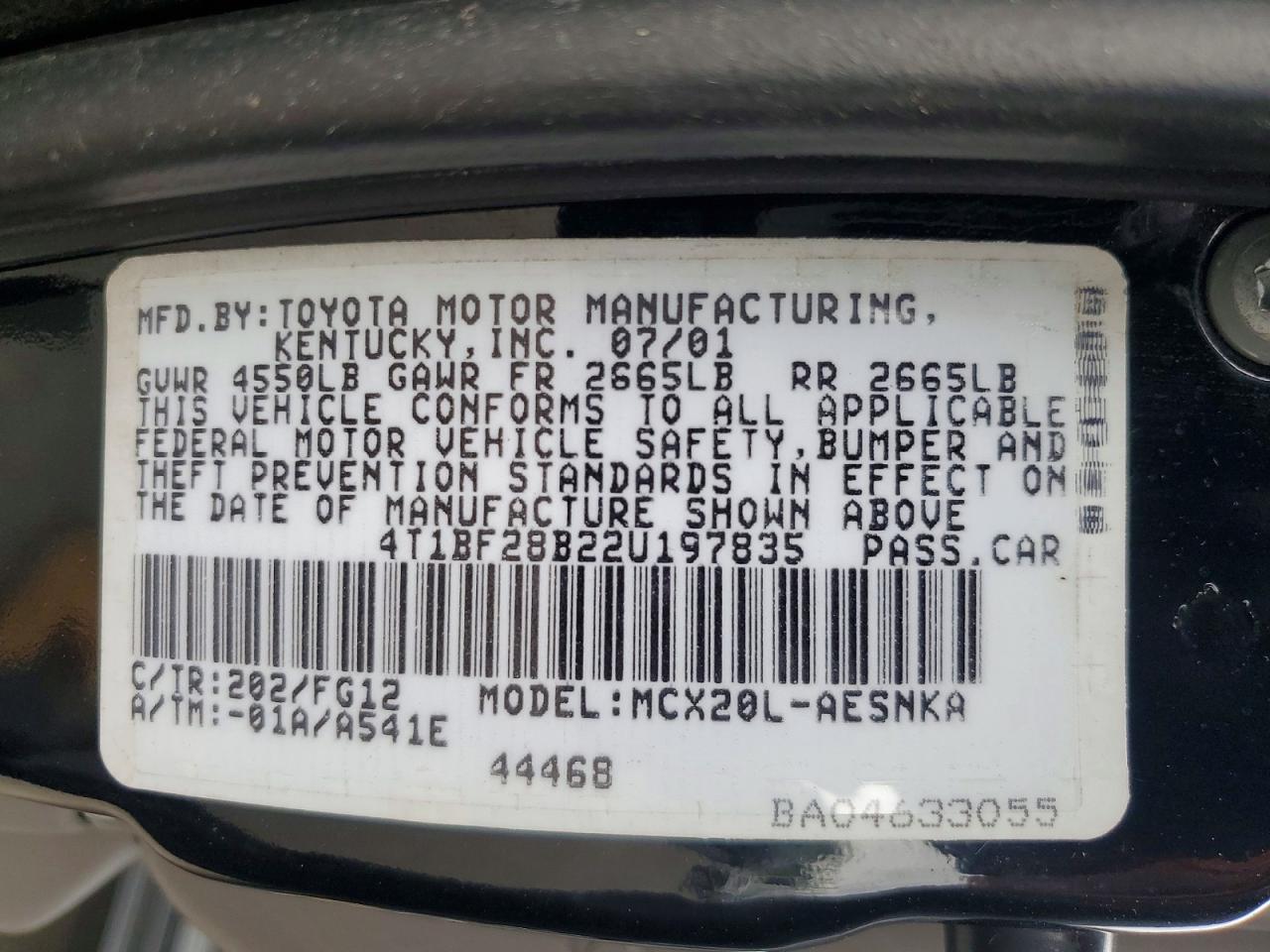 2002 Toyota Avalon Black vin: 4T1BF28B22U197835