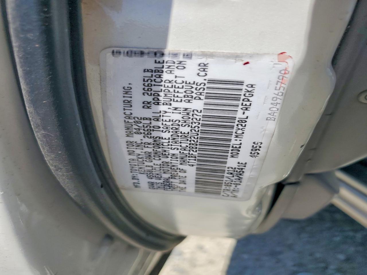2002 Toyota Avalon Xls White vin: 4T1BF28B22U253272