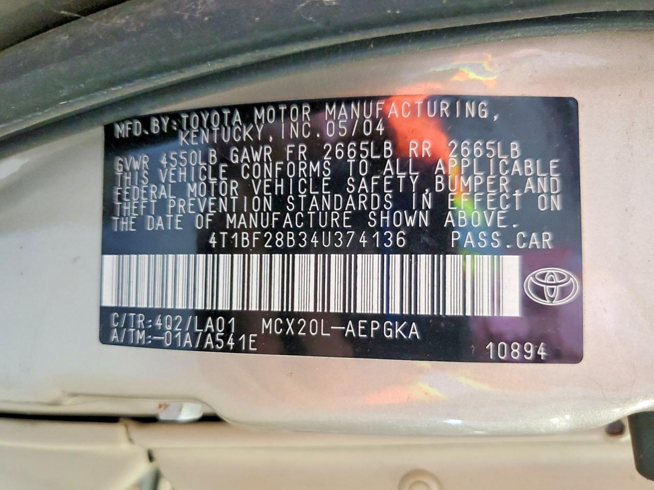 2004 Toyota Avalon Xls Tan vin: 4T1BF28B34U374136