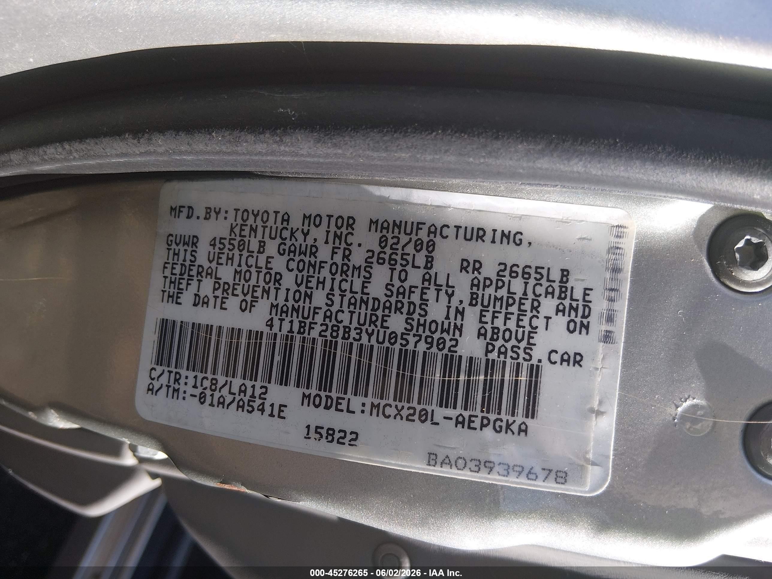 2000 Toyota Avalon Xls Gray vin: 4T1BF28B3YU057902