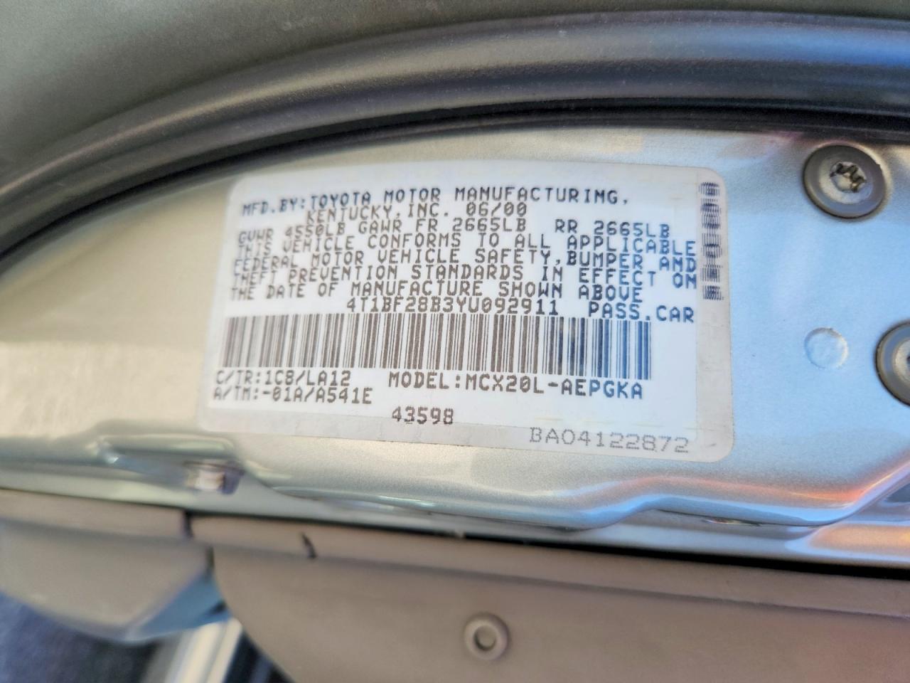 2000 Toyota Avalon Xl Silver vin: 4T1BF28B3YU092911