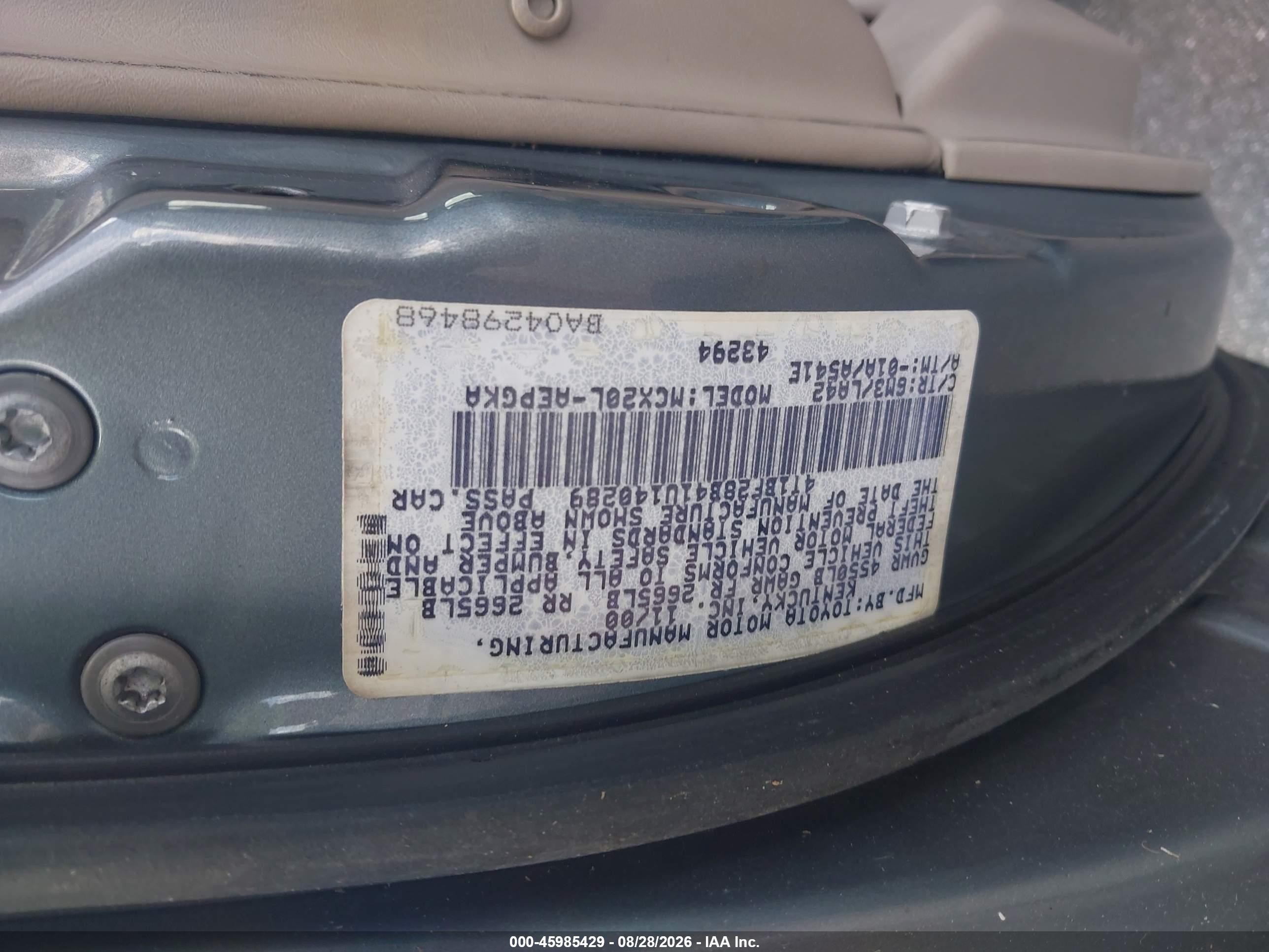 2001 Toyota Avalon Xls Blue vin: 4T1BF28B41U140289