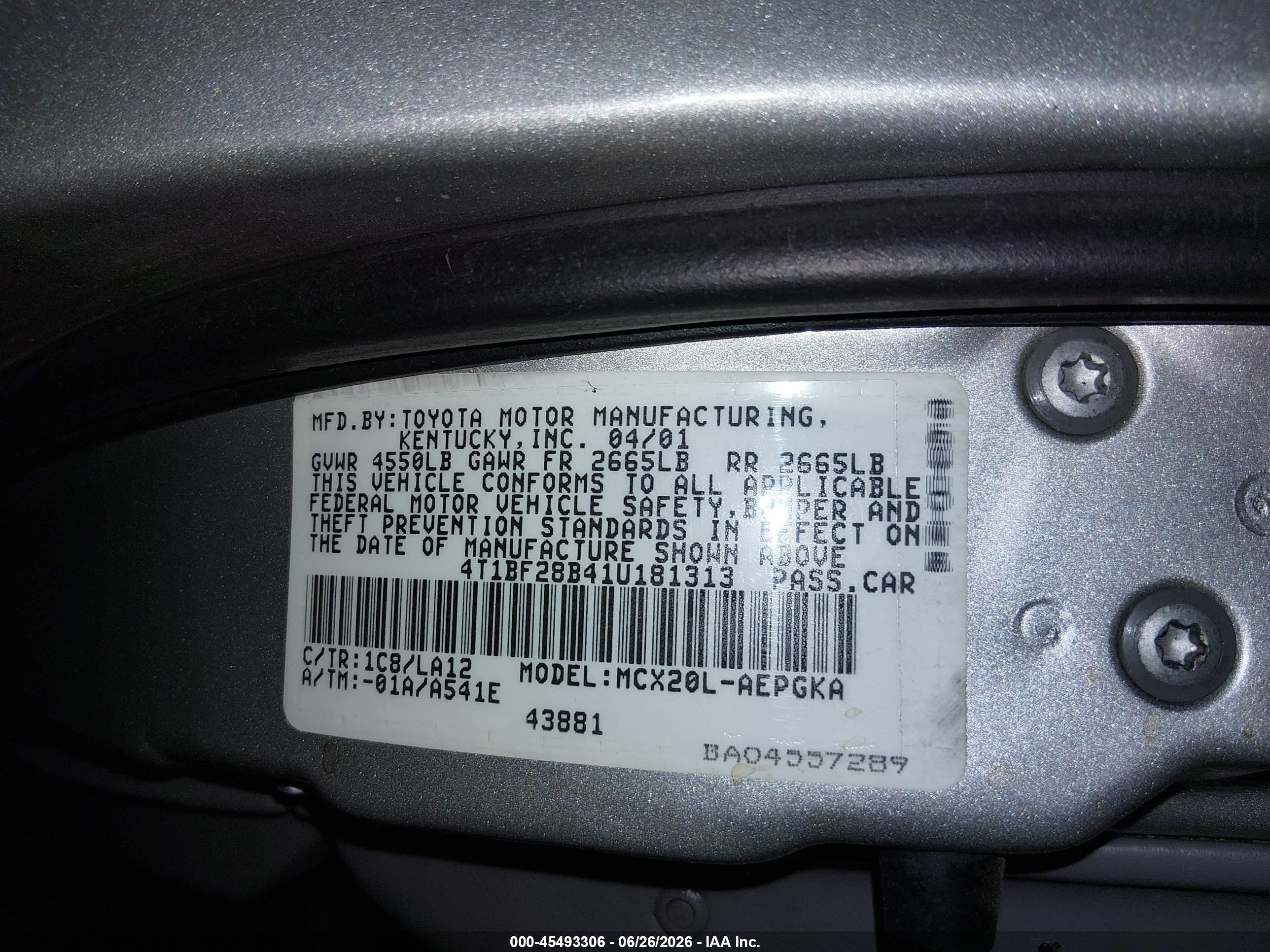 2001 Toyota Avalon Xls Silver vin: 4T1BF28B41U181313