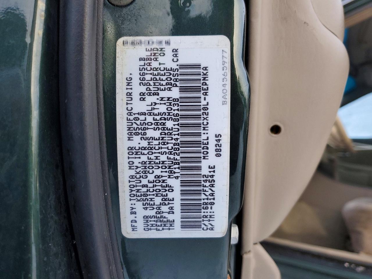 2001 Toyota Avalon Xl Green vin: 4T1BF28B41U186138