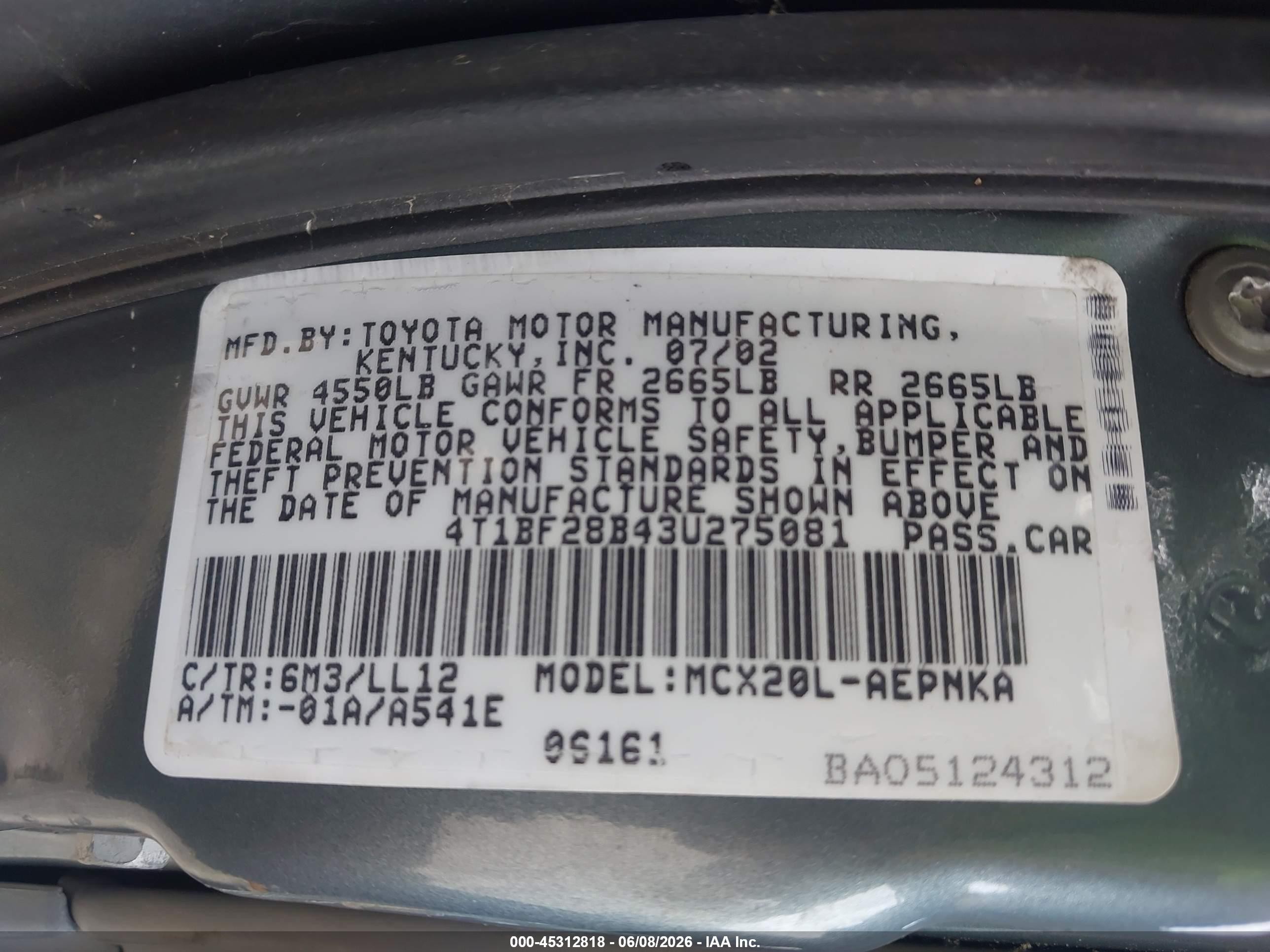 2003 Toyota Avalon Xl Зеленый vin: 4T1BF28B43U275081