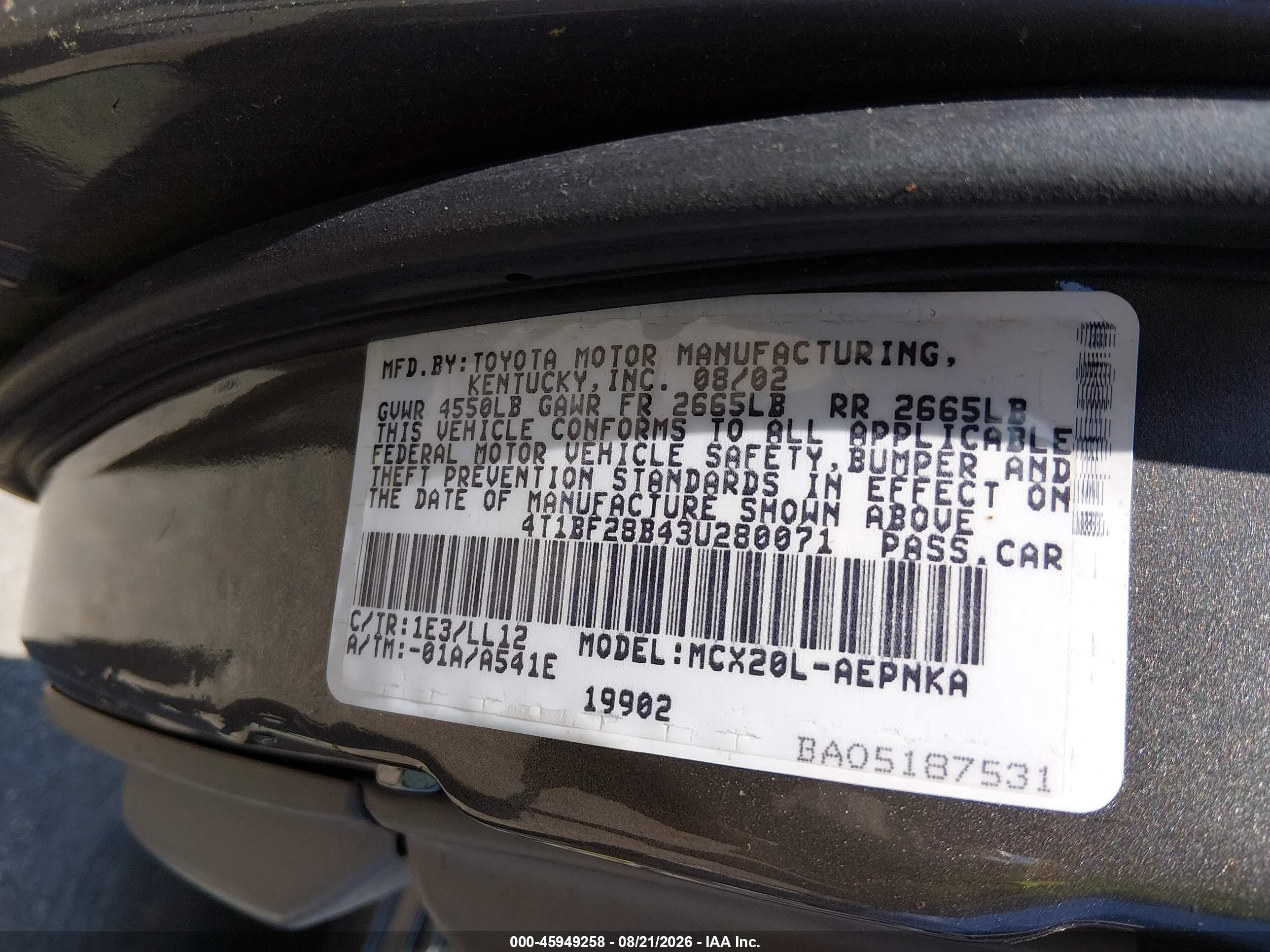 2003 Toyota Avalon Xl Gray vin: 4T1BF28B43U280071