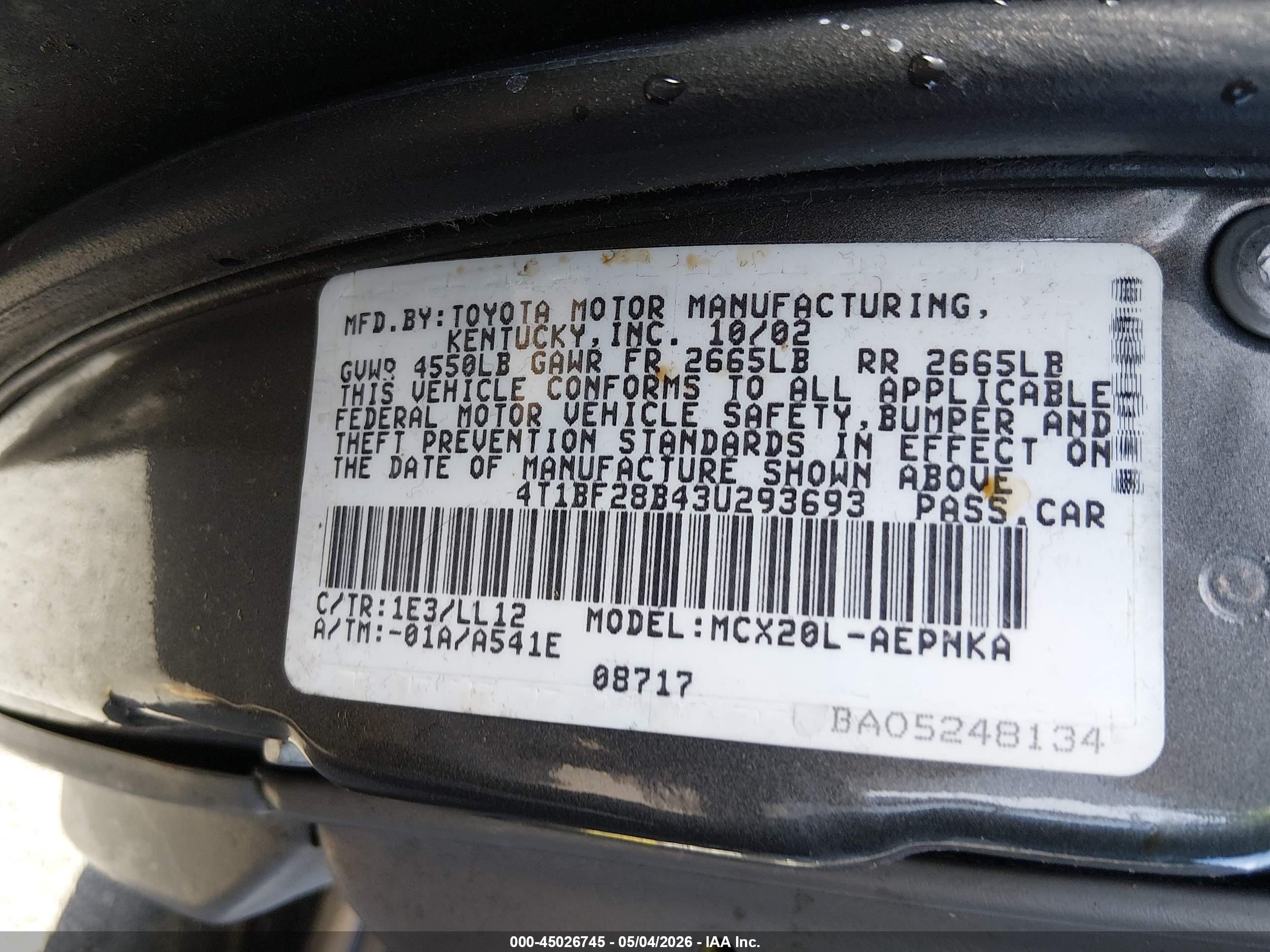 2003 Toyota Avalon Xl Gray vin: 4T1BF28B43U293693