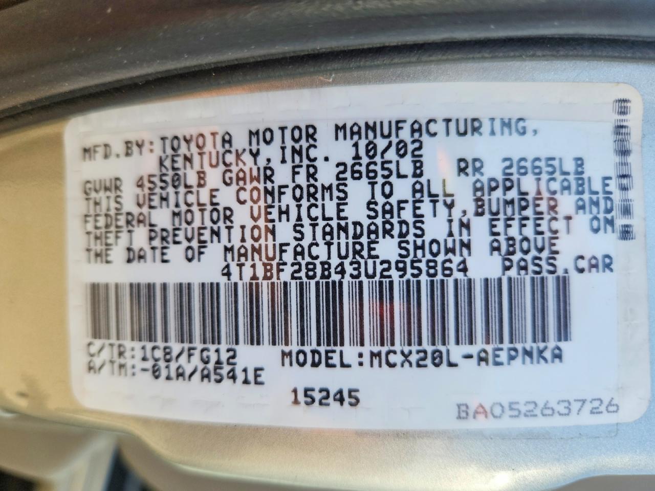 2003 Toyota Avalon Xl Silver vin: 4T1BF28B43U295864