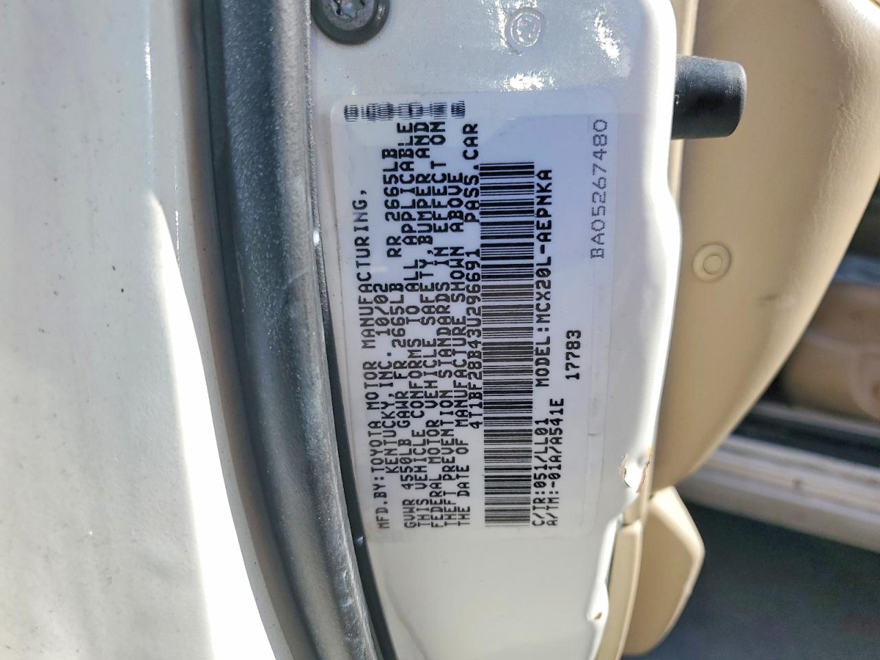 2003 Toyota Avalon Xl White vin: 4T1BF28B43U296691