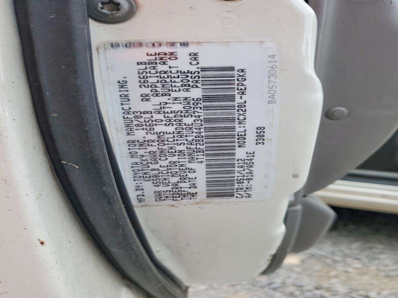 2004 Toyota Avalon Xls White vin: 4T1BF28B44U347396