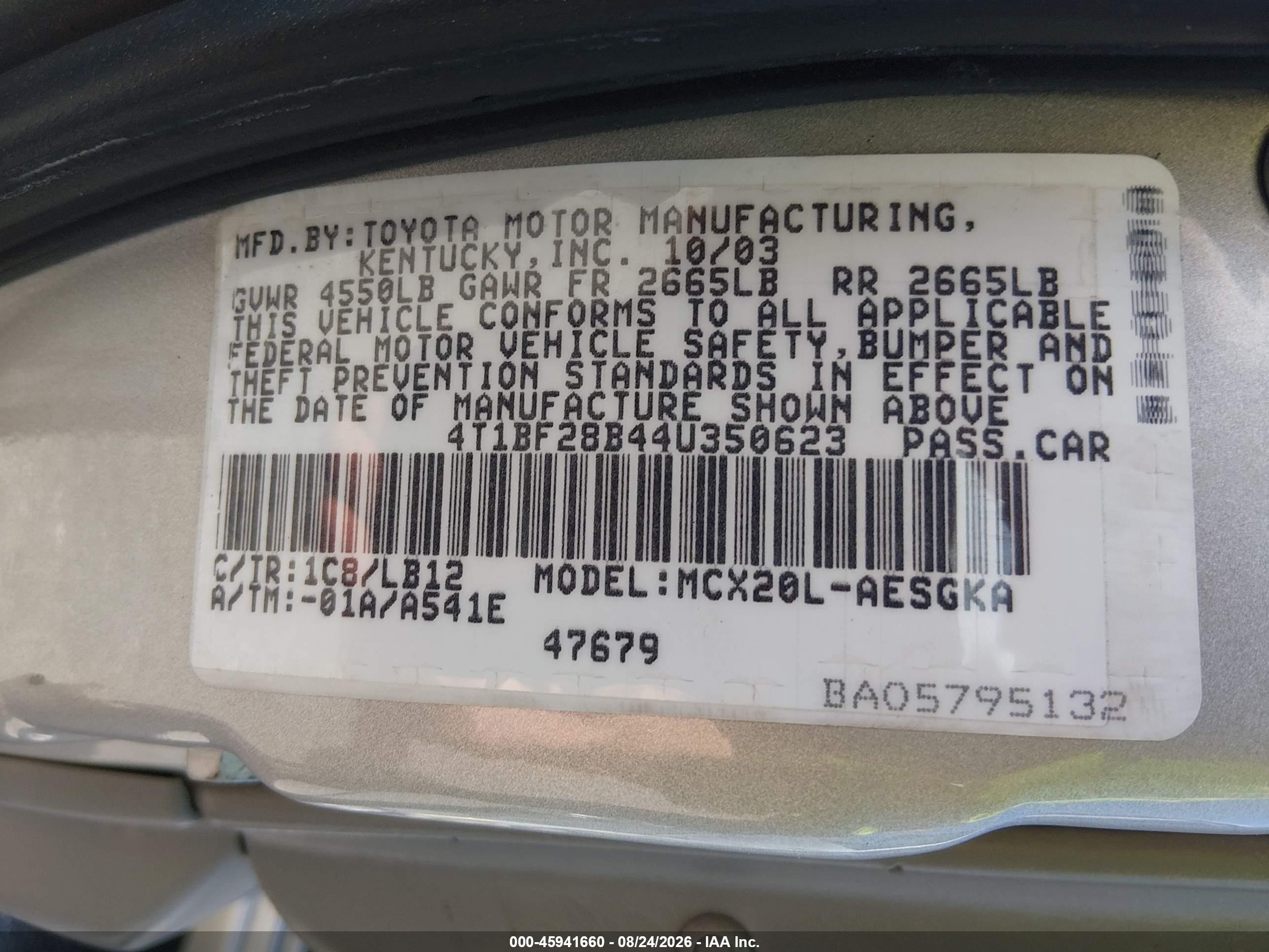 2004 Toyota Avalon Xls Серебряный vin: 4T1BF28B44U350623