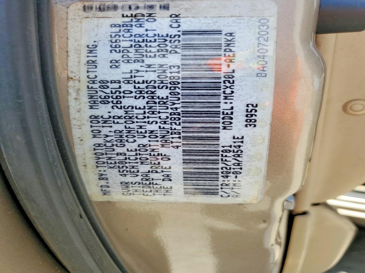 2000 Toyota Avalon Xl Gold vin: 4T1BF28B4YU090813