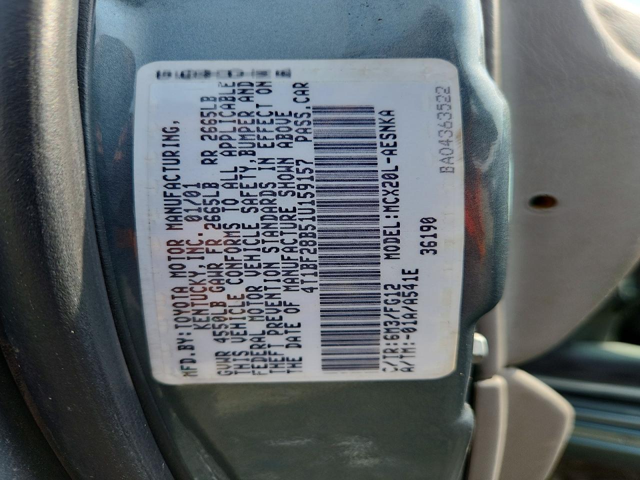 2001 Toyota Avalon Xl Gray vin: 4T1BF28B51U159157