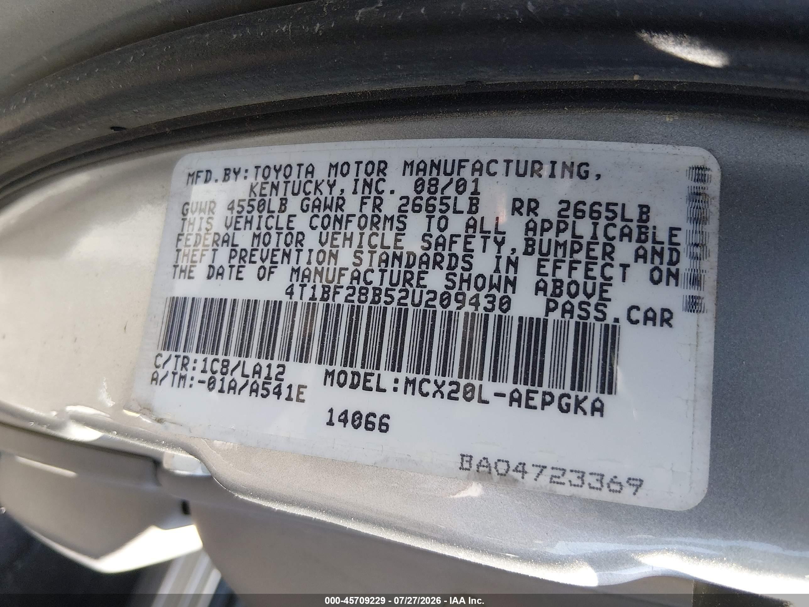 2002 Toyota Avalon Xls Silver vin: 4T1BF28B52U209430
