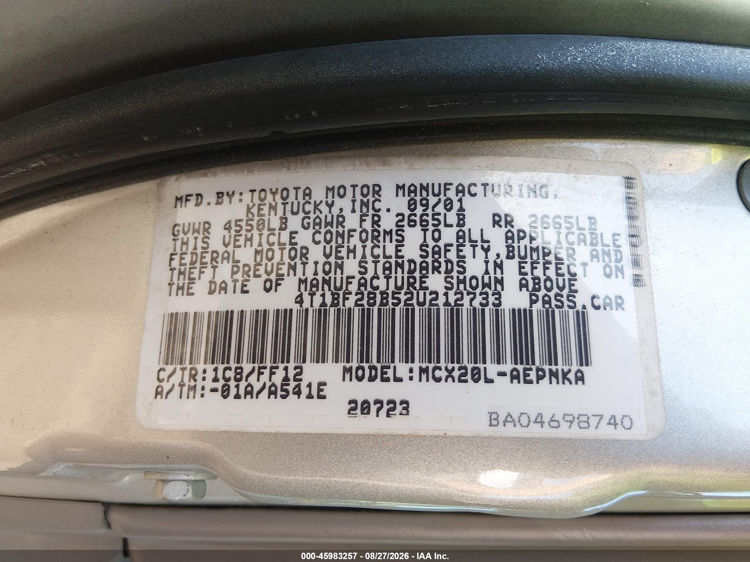 2002 Toyota Avalon Xl Silver vin: 4T1BF28B52U212733