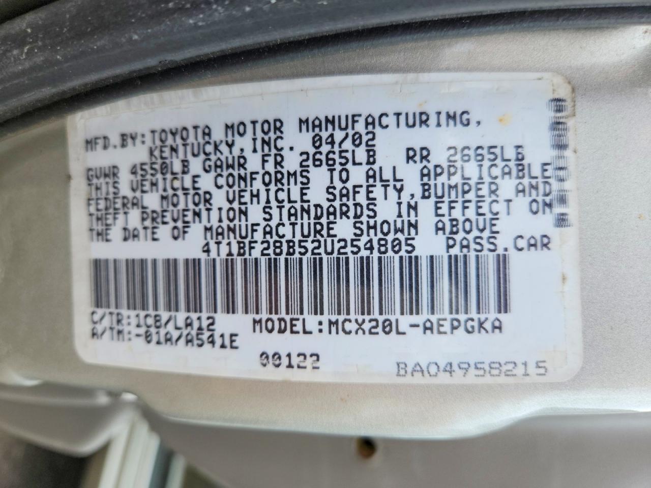 2002 Toyota Avalon Xls Silver vin: 4T1BF28B52U254805