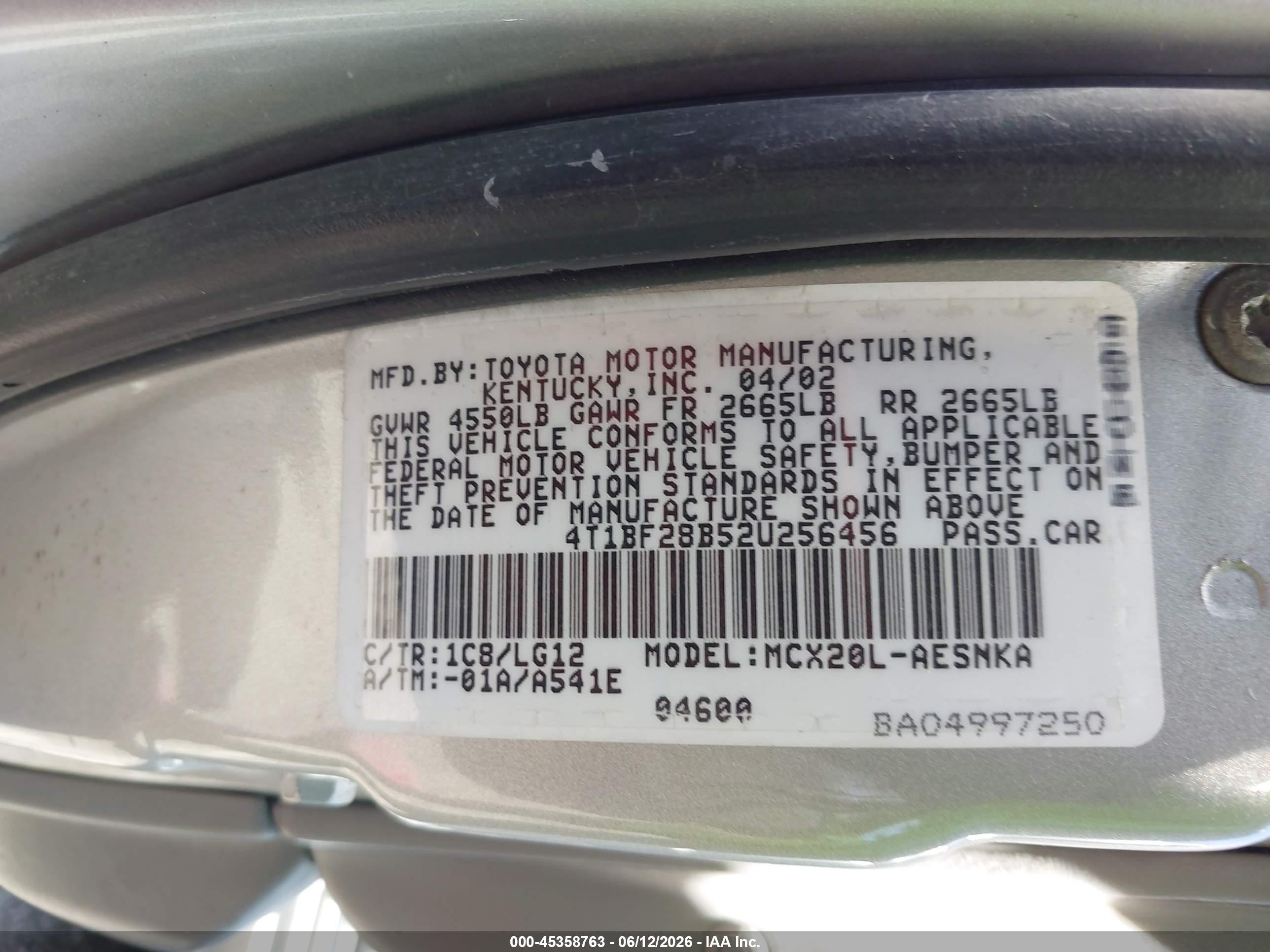 2002 Toyota Avalon Xl Silver vin: 4T1BF28B52U256456