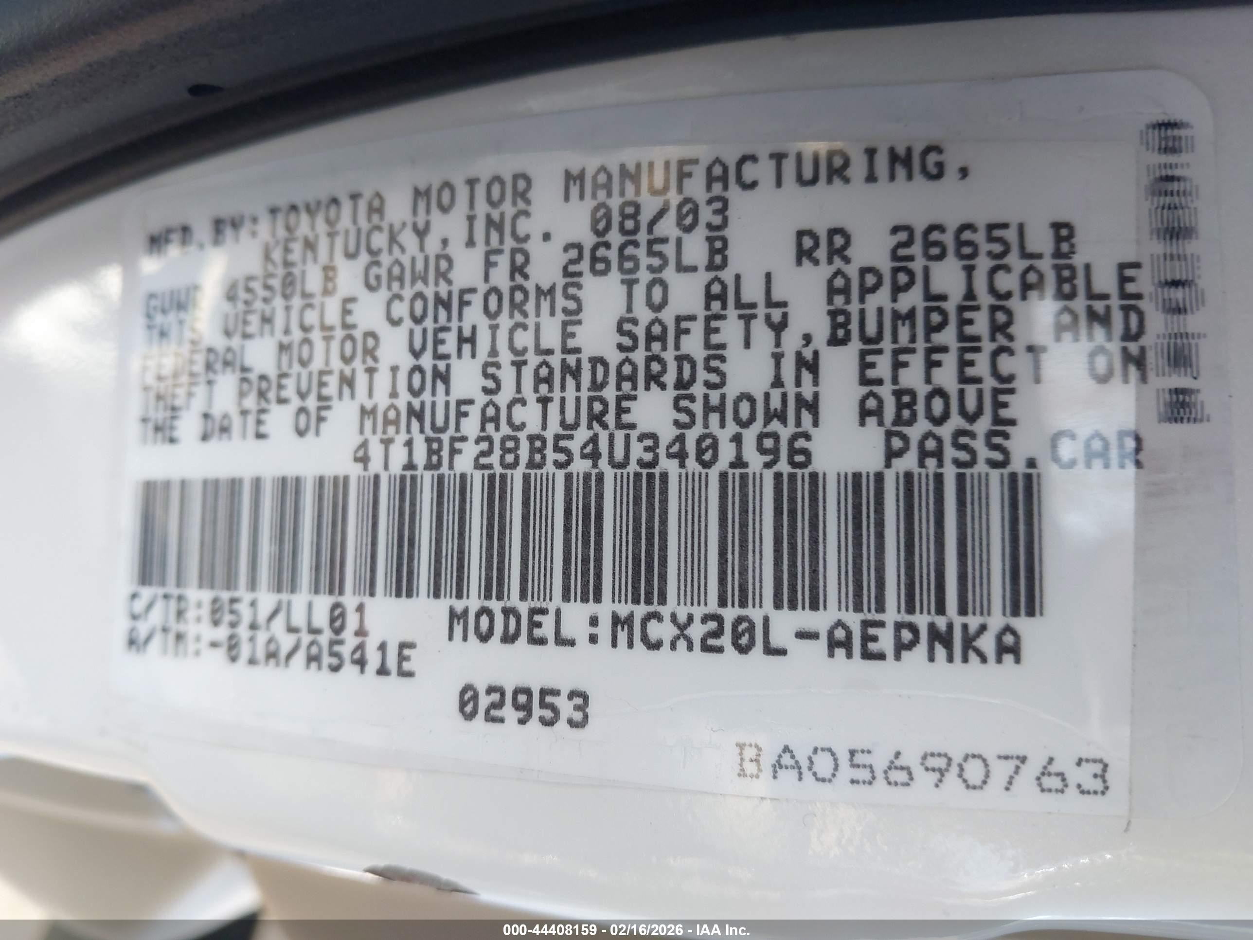 2004 Toyota Avalon Xl White vin: 4T1BF28B54U340196