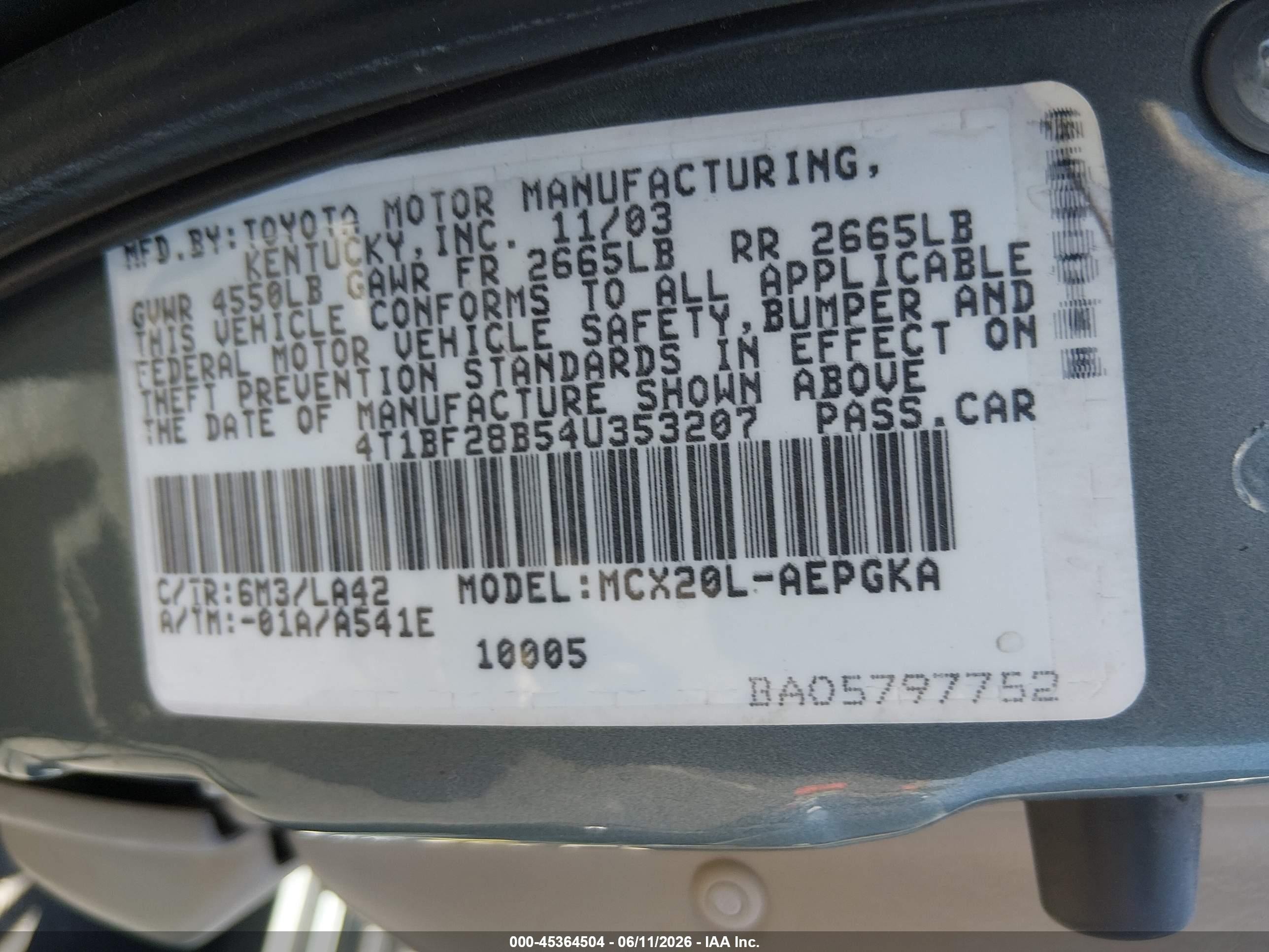 2004 Toyota Avalon Xls Gray vin: 4T1BF28B54U353207