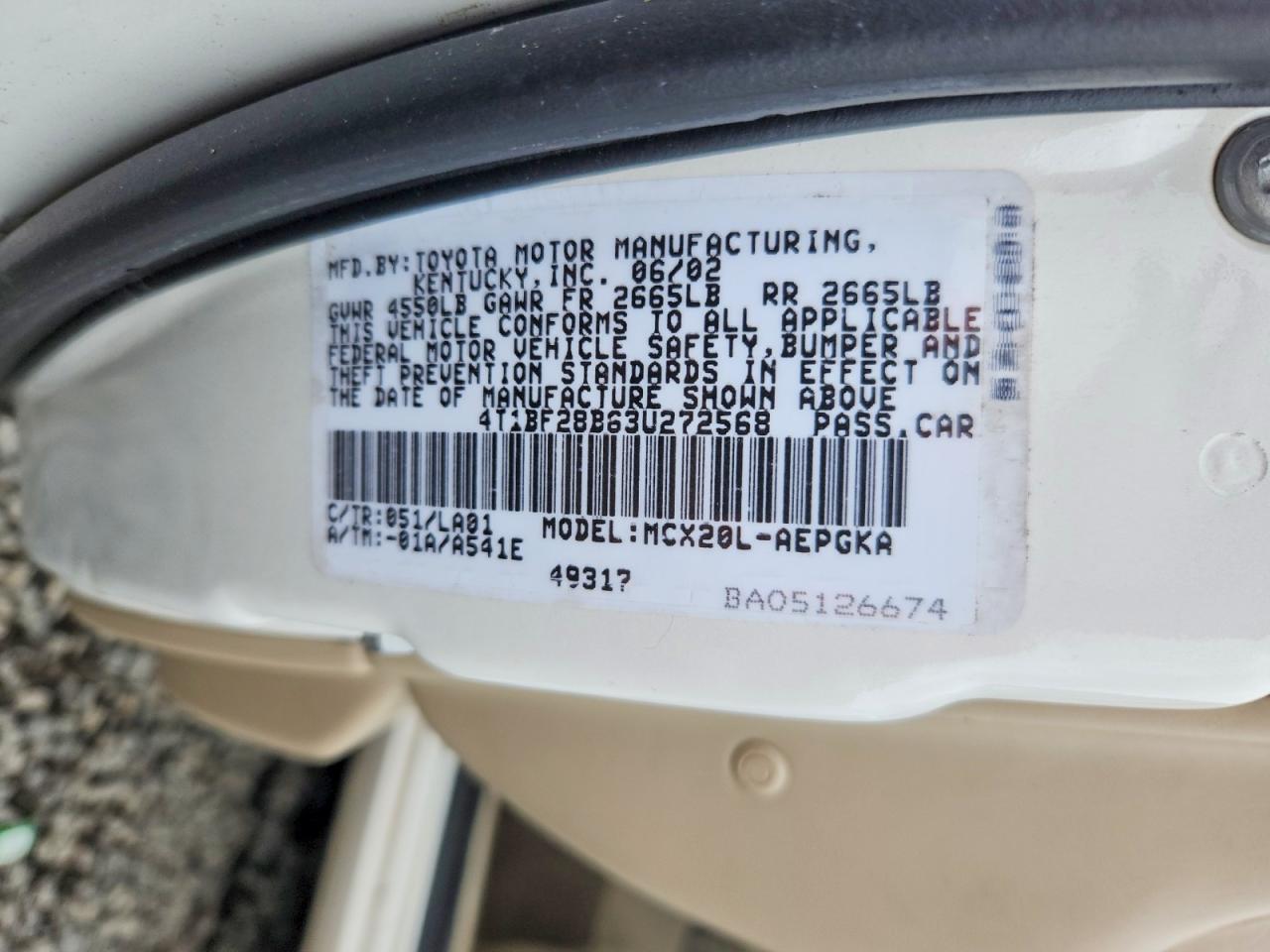 2003 Toyota Avalon Xls White vin: 4T1BF28B63U272568