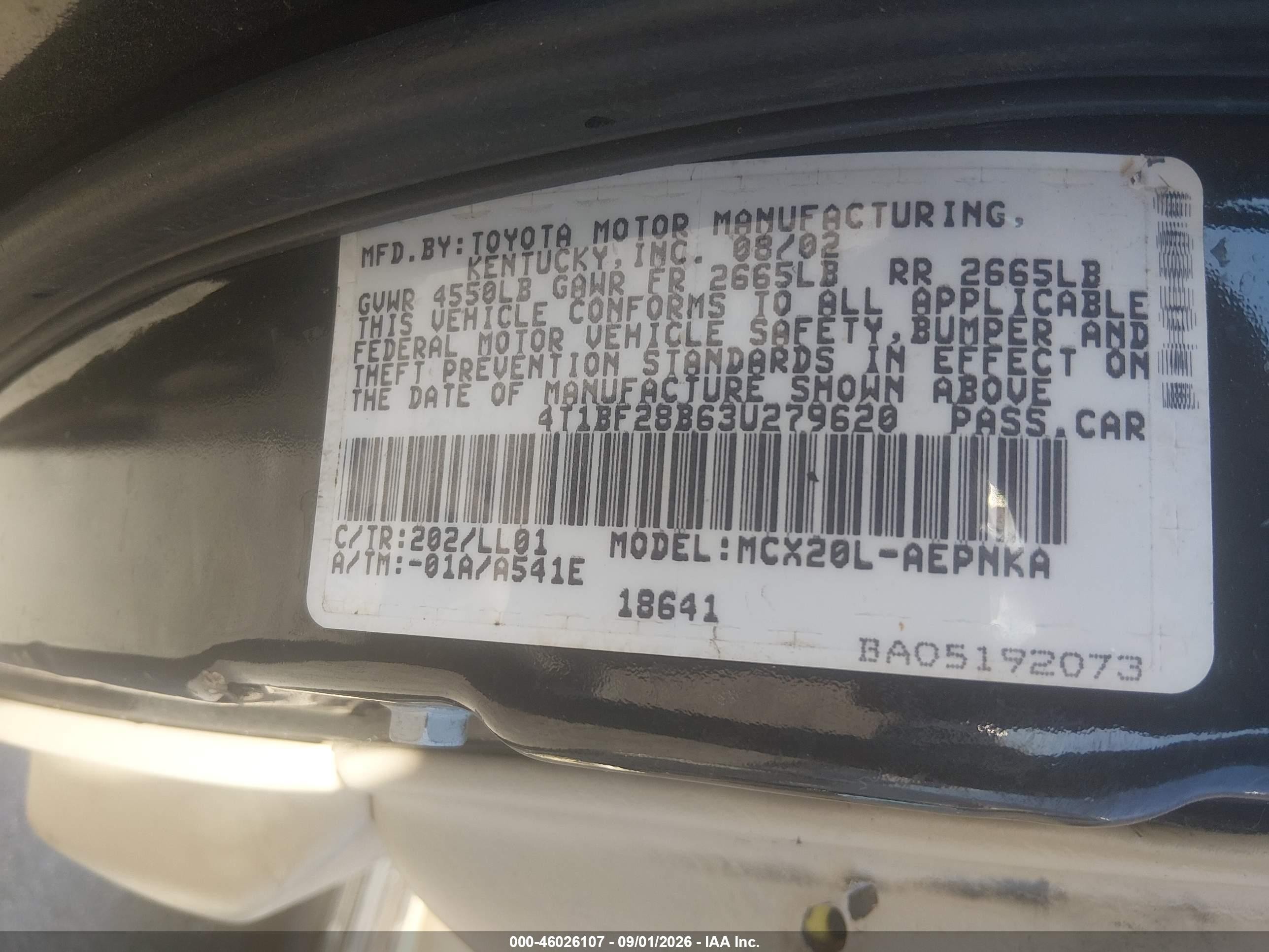 2003 Toyota Avalon Xl Black vin: 4T1BF28B63U279620
