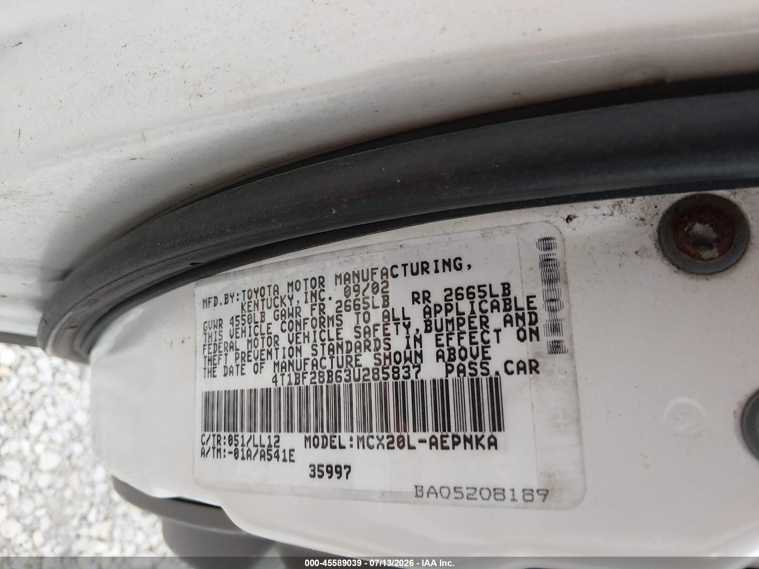 2003 Toyota Avalon Xl Белый vin: 4T1BF28B63U285837