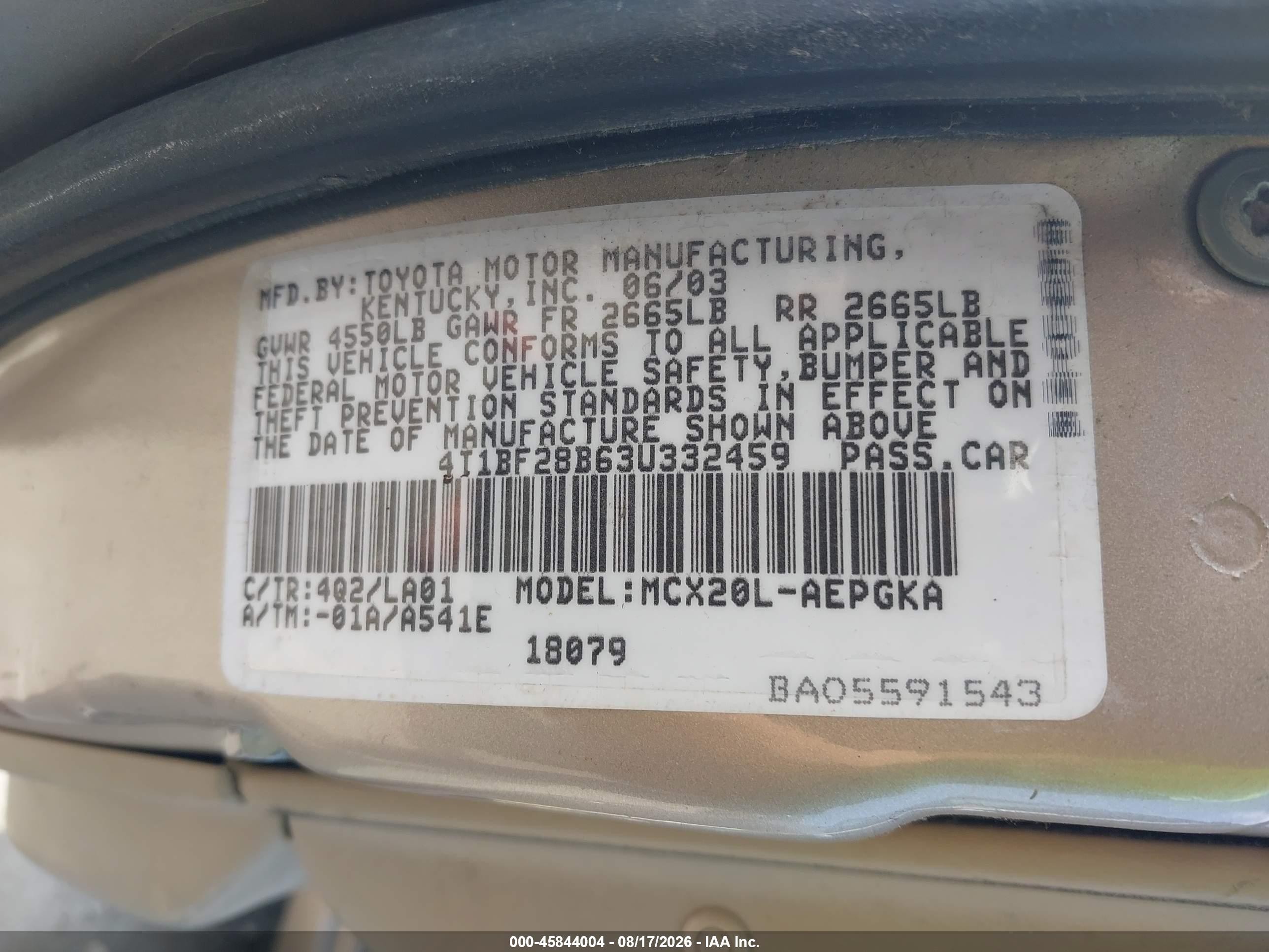2003 Toyota Avalon Xls Brown vin: 4T1BF28B63U332459