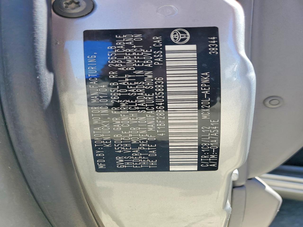 2004 Toyota Avalon Xl Silver vin: 4T1BF28B64U358836