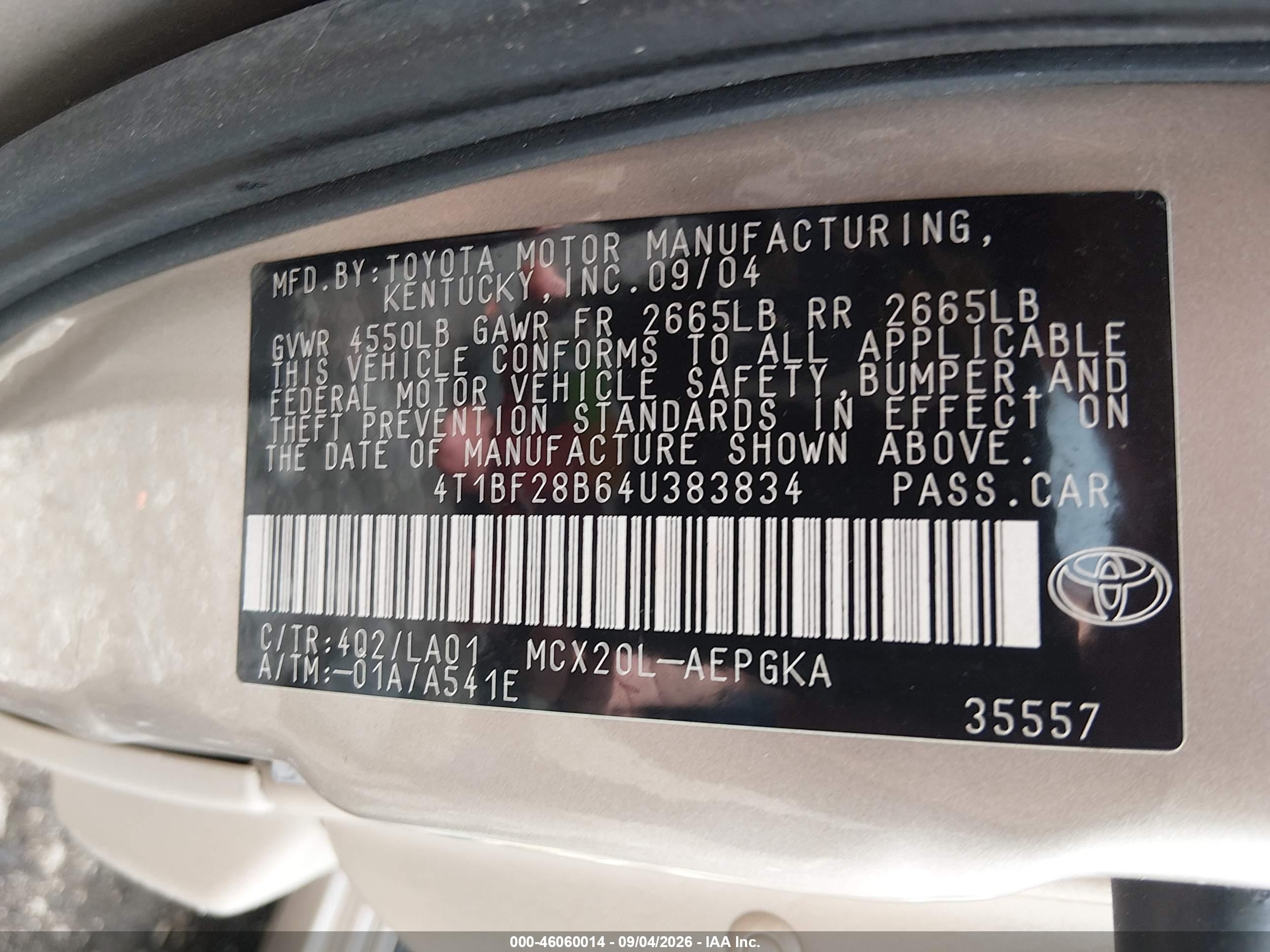 2004 Toyota Avalon Xl/xls Tan vin: 4T1BF28B64U383834
