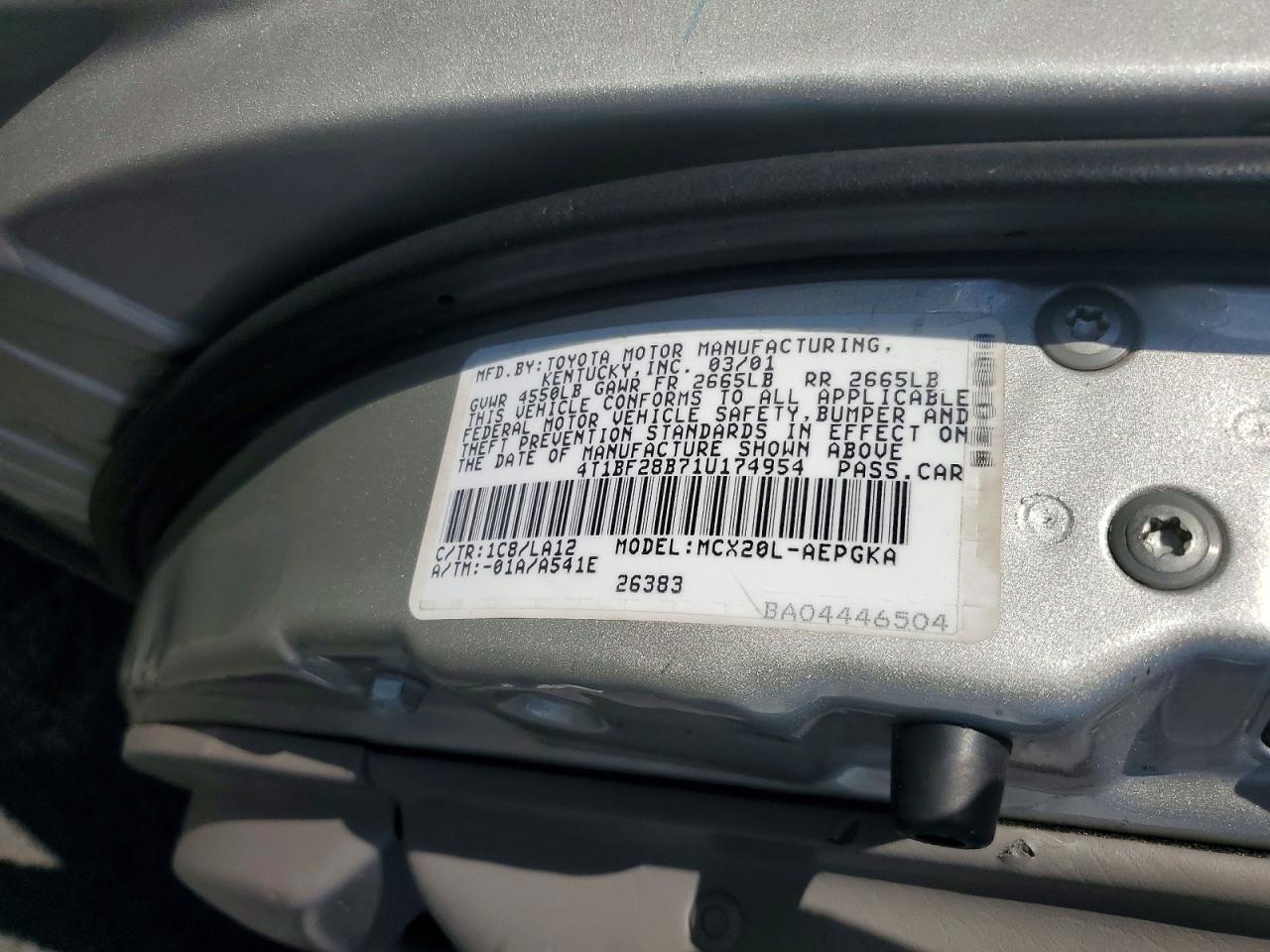 2001 Toyota Avalon Xls Silver vin: 4T1BF28B71U174954